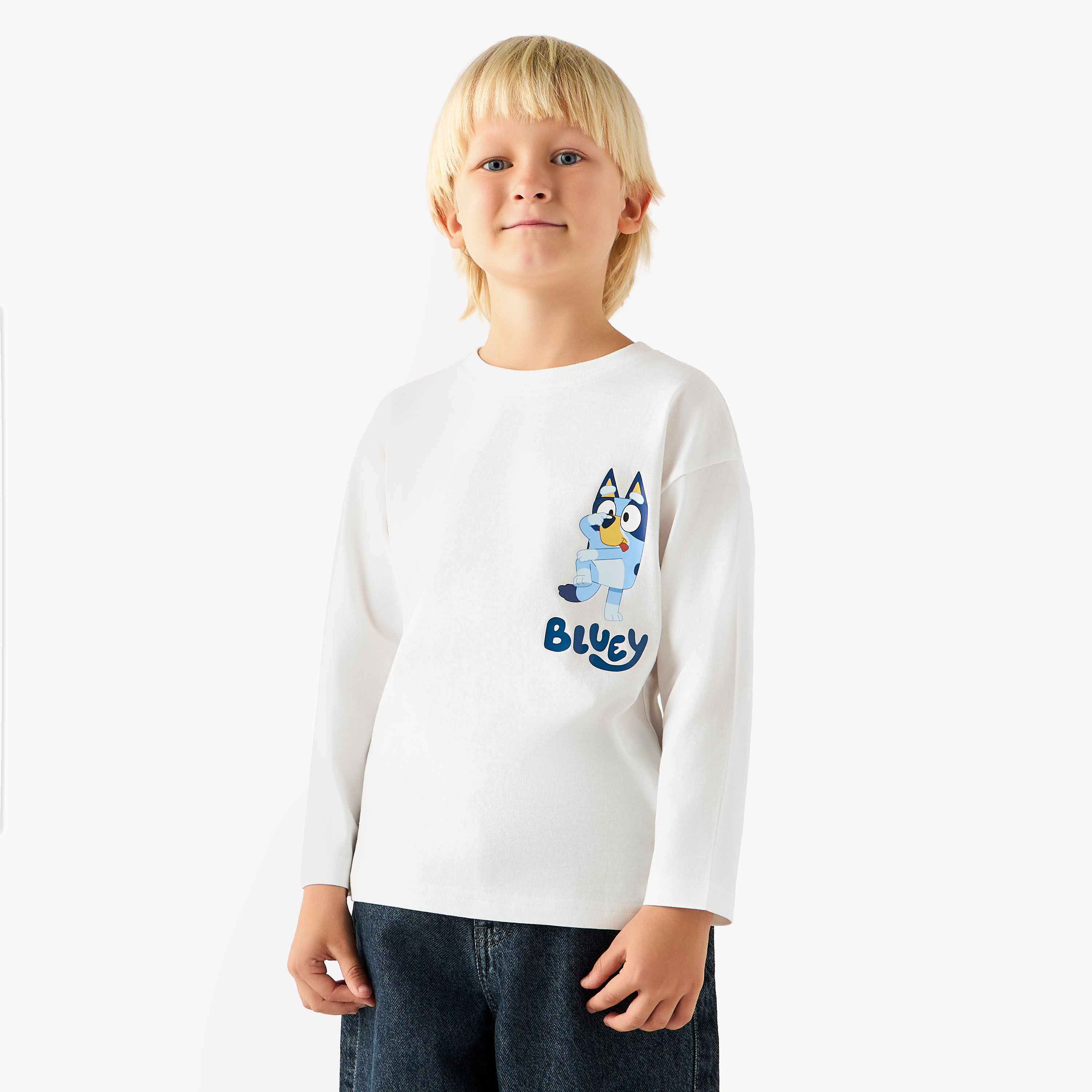 Bluey Crew Neck Long Sleeves T-shirt with Fun Print-boys-clothing-tshirtsandpolos-image-1