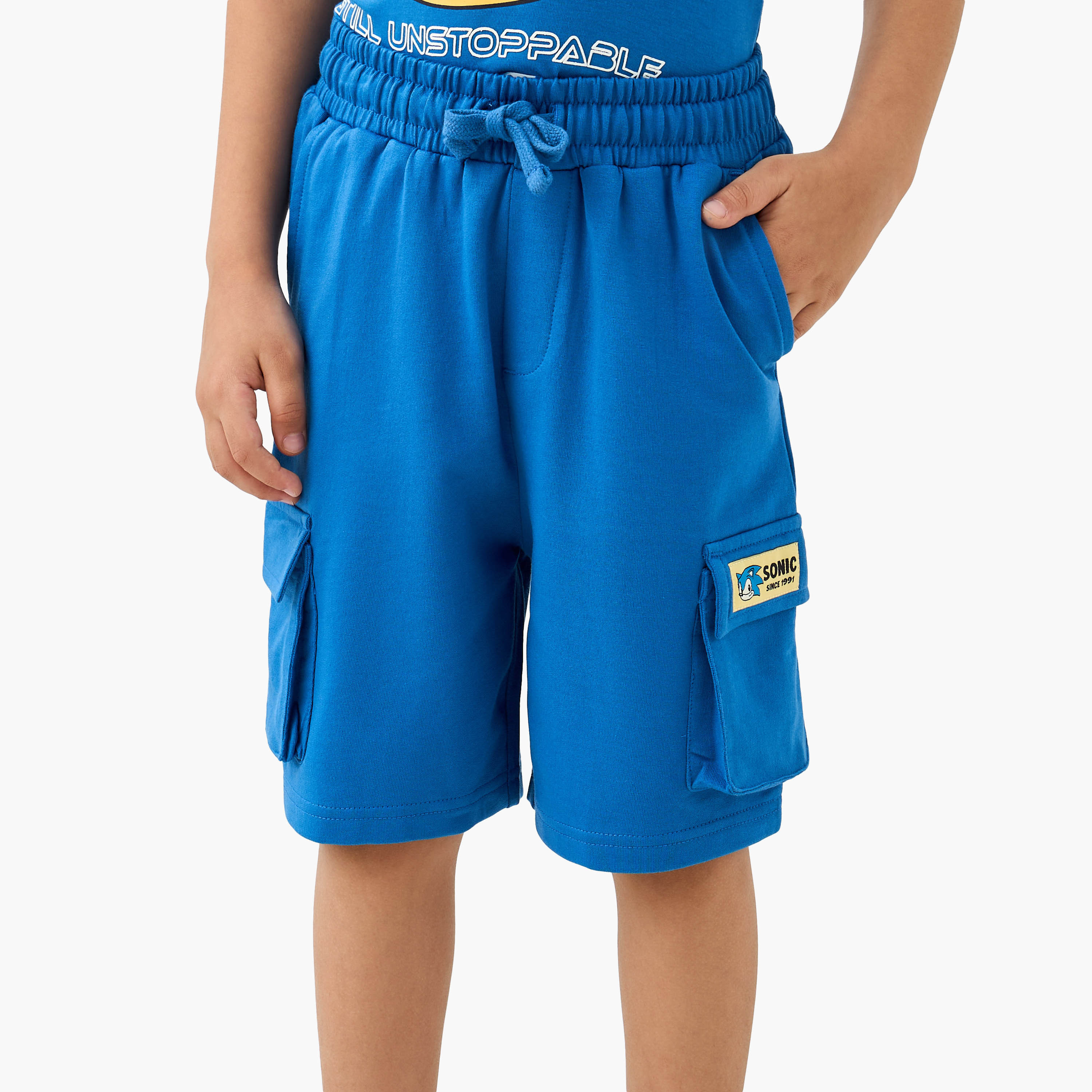 Sonic the Hedgehog Print Cargo Shorts with Drawstring Closure-boys-clothing-bottoms-shorts-image-1