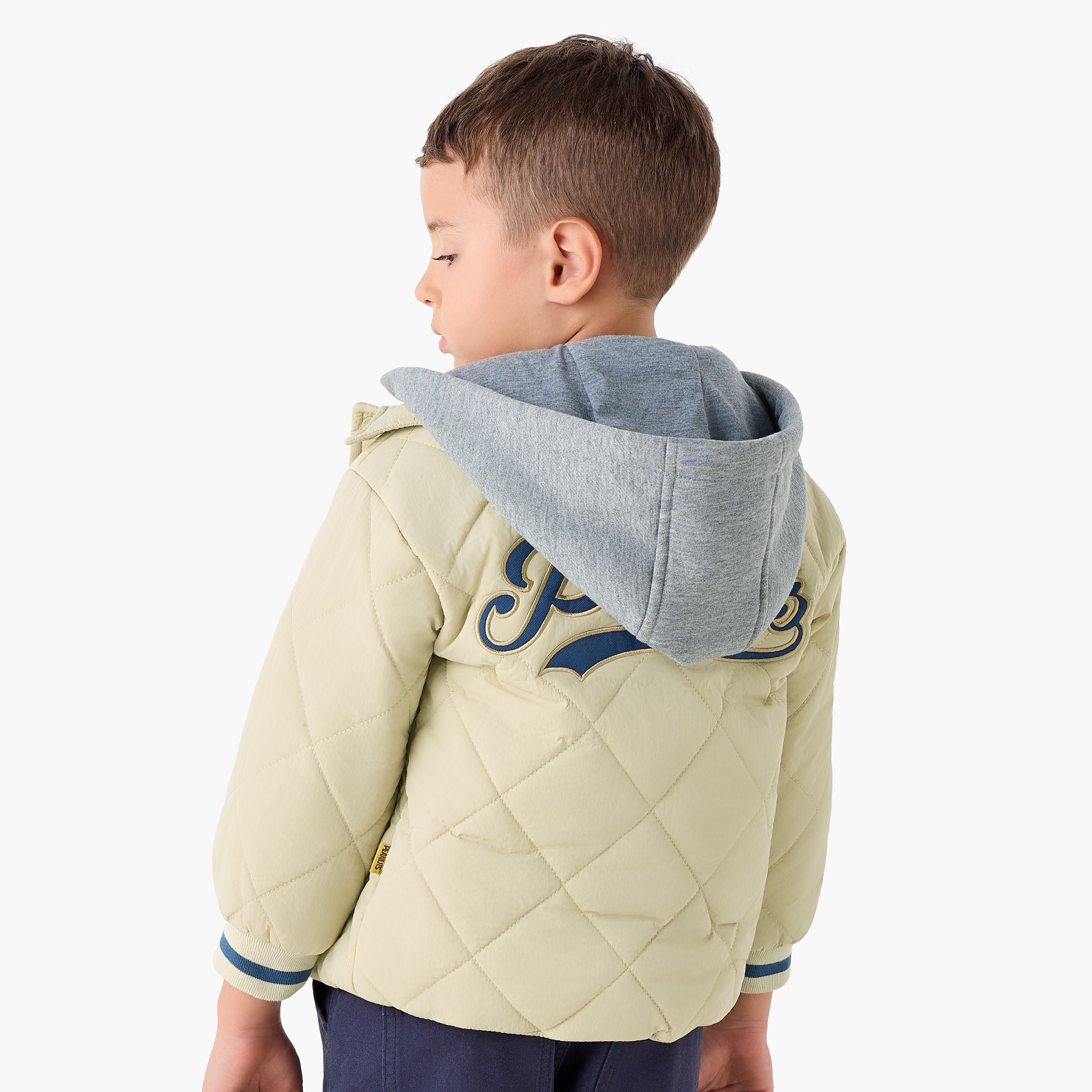 Snoopy Detail Quilted Hooded Jacket with Hood-boys-clothing-jacketsandcoats-image-3