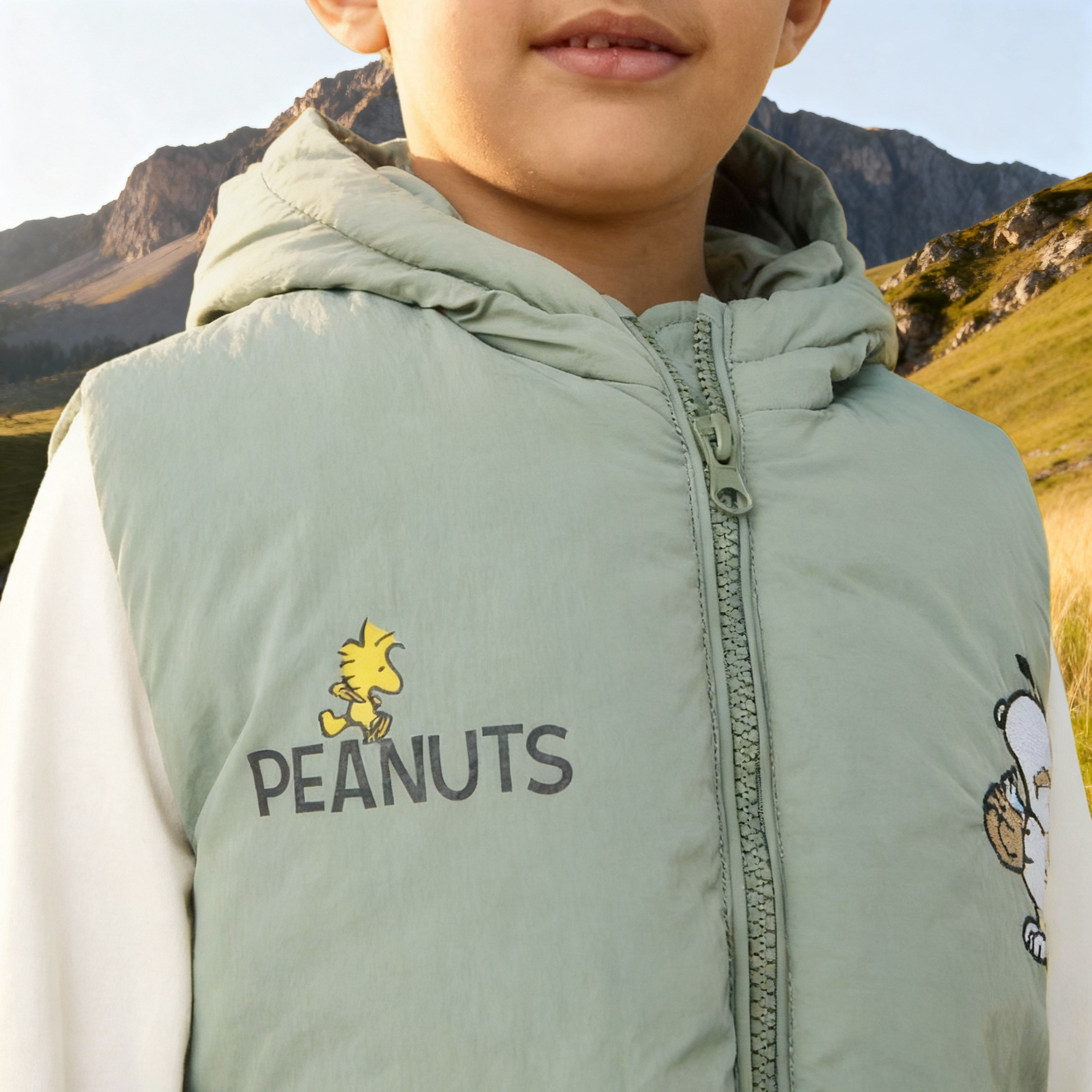 Peanuts Print Sleeveless Hooded Gilet with Pockets and Zip Closure-boys-clothing-jacketsandcoats-image-4