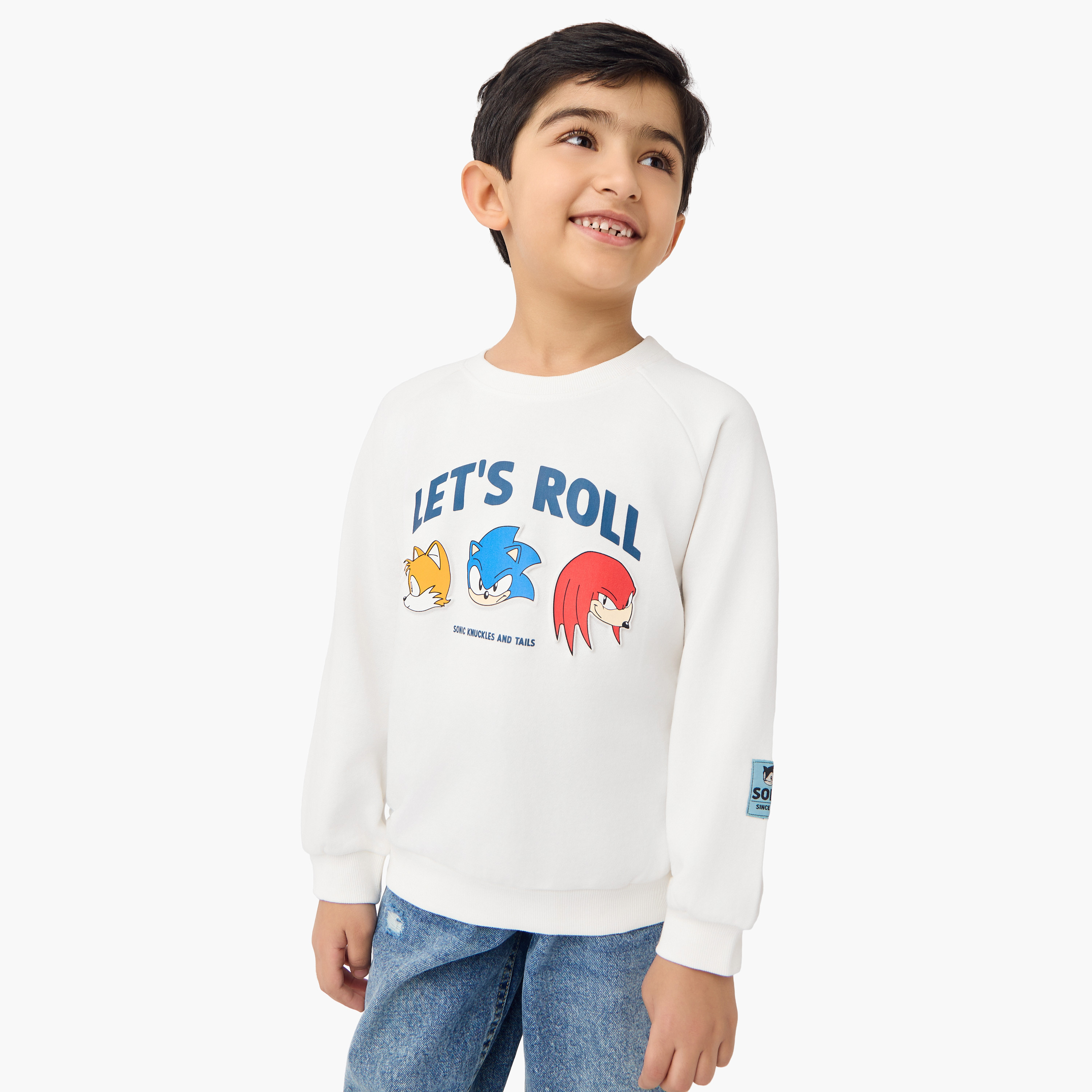 Sonic and Friends Print Sweatshirt with Long Sleeves-boys-clothing-sweatshirts-image-1