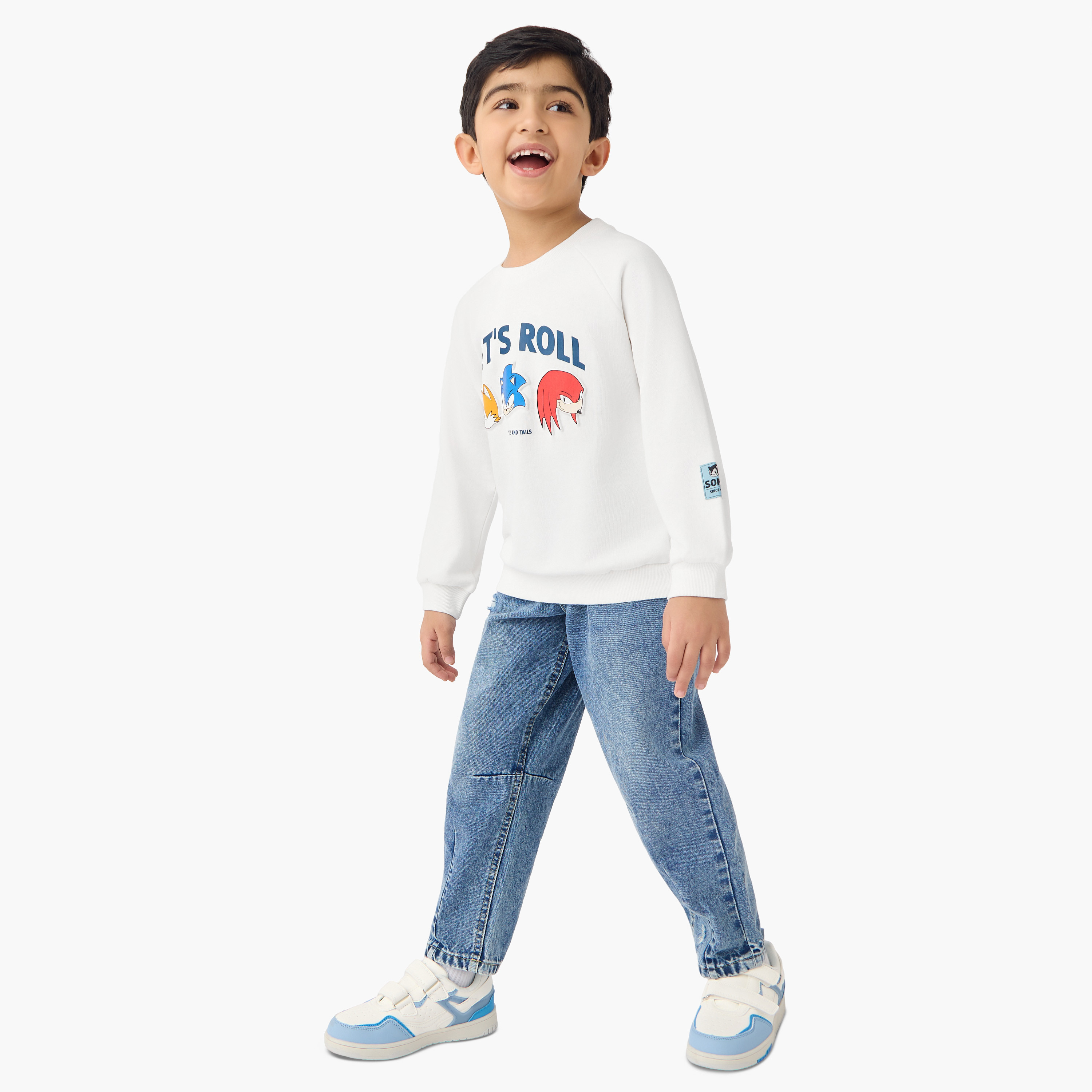 Sonic and Friends Print Sweatshirt with Long Sleeves-boys-clothing-sweatshirts-image-2