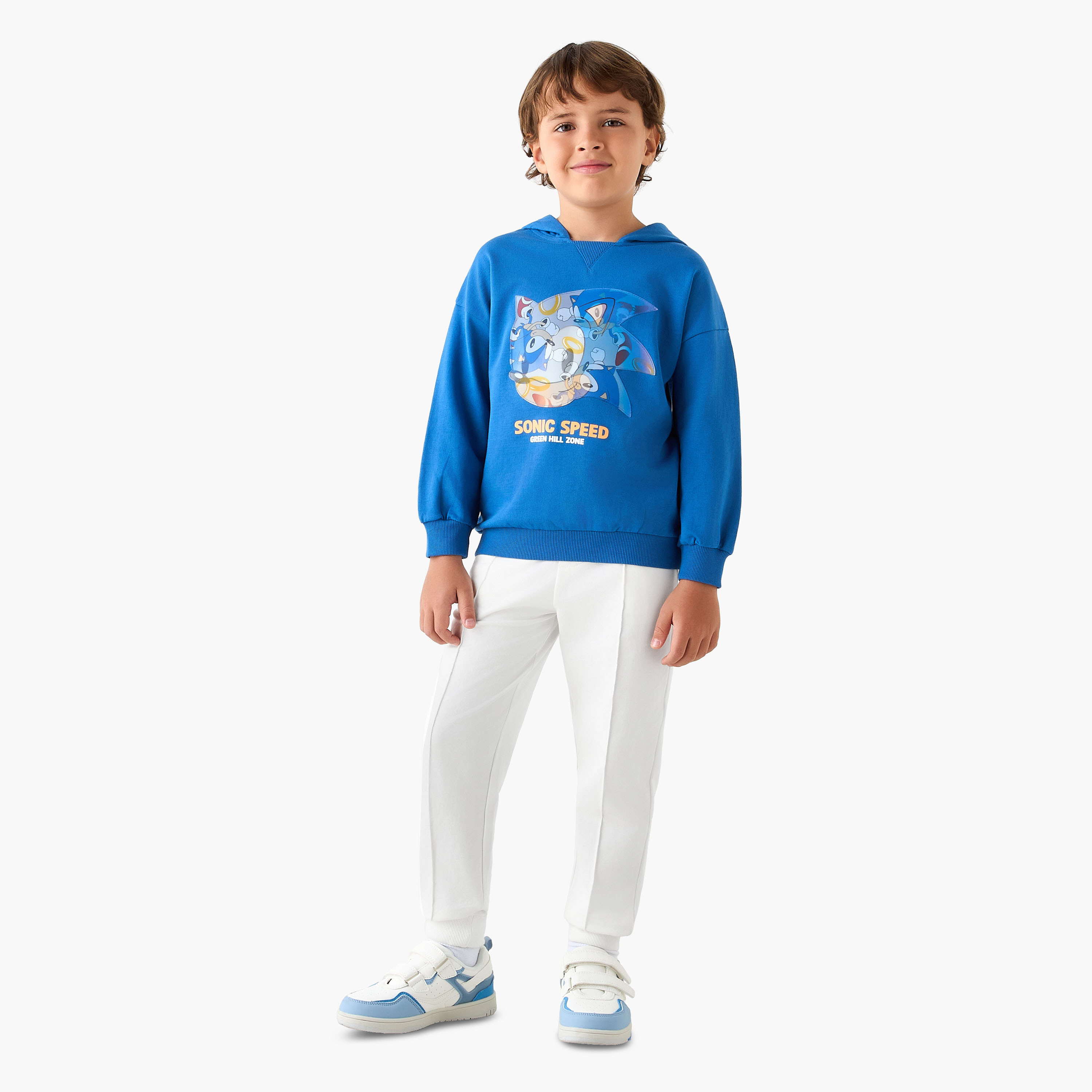 Sonic the Hedgehog Print Hooded Sweatshirt with Long Sleeves-boys-clothing-sweatshirts-image-2