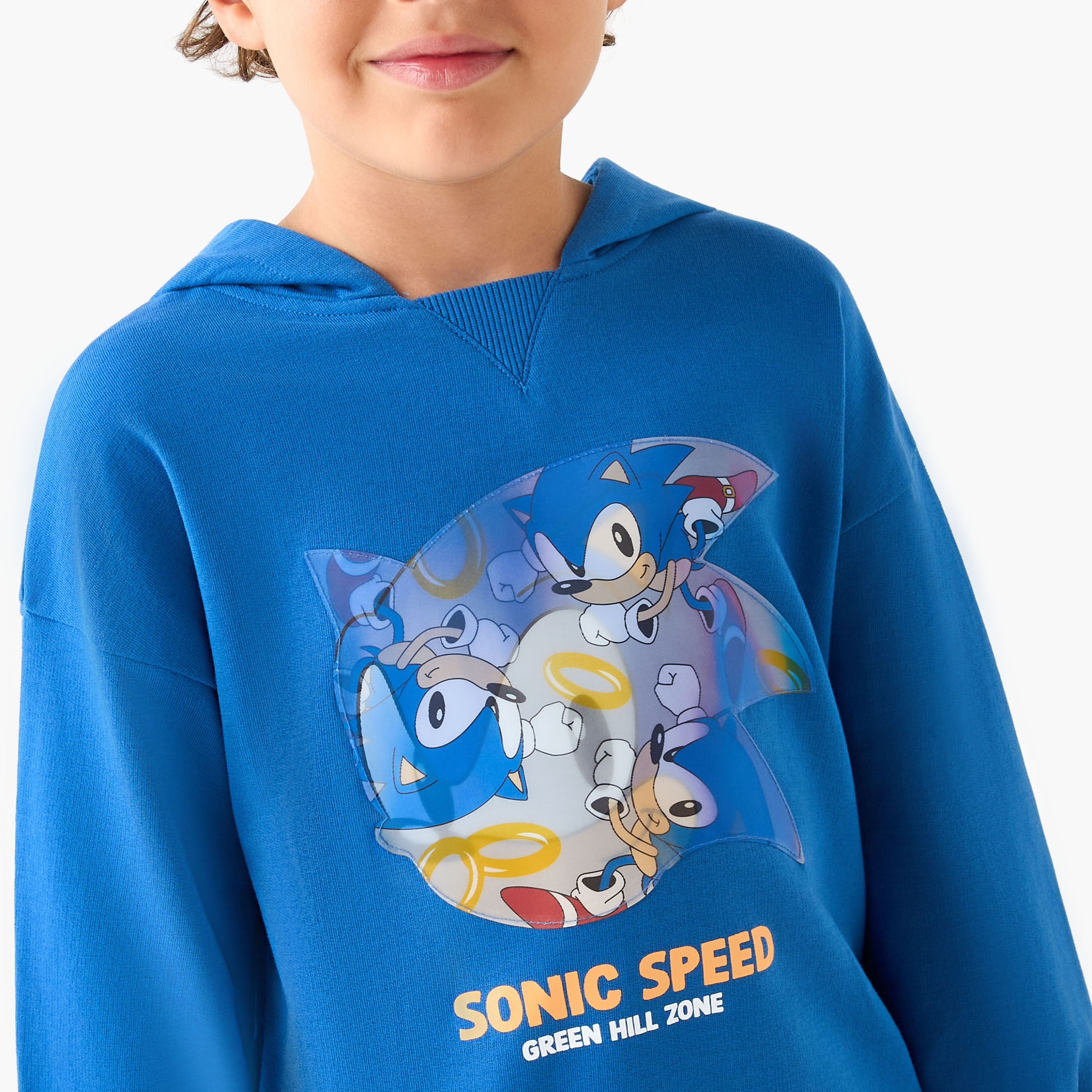 Sonic the Hedgehog Print Hooded Sweatshirt with Long Sleeves-boys-clothing-sweatshirts-image-4