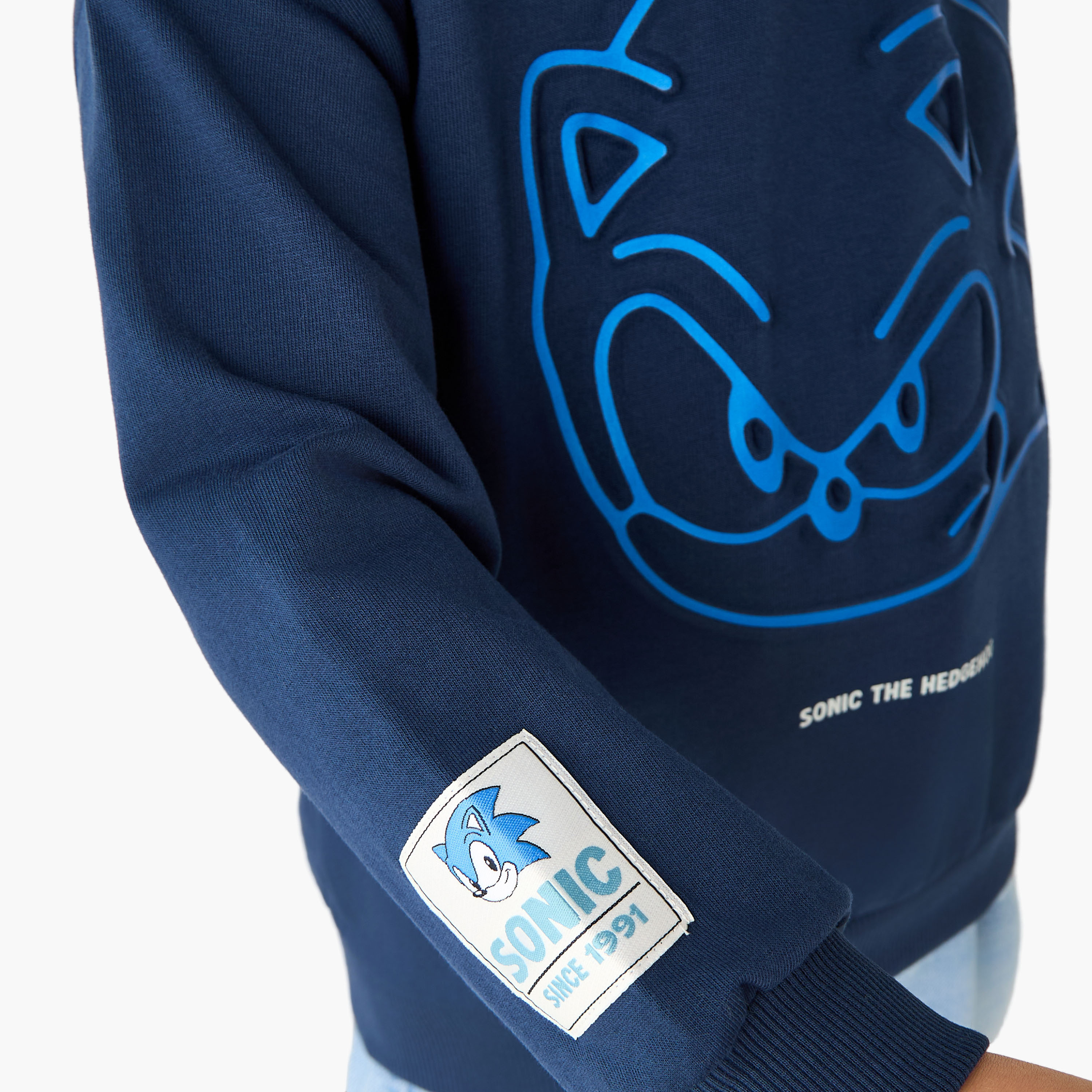 Sonic The Hedgehog Print Hoodie with Long Sleeves-boys-clothing-sweatshirts-image-4