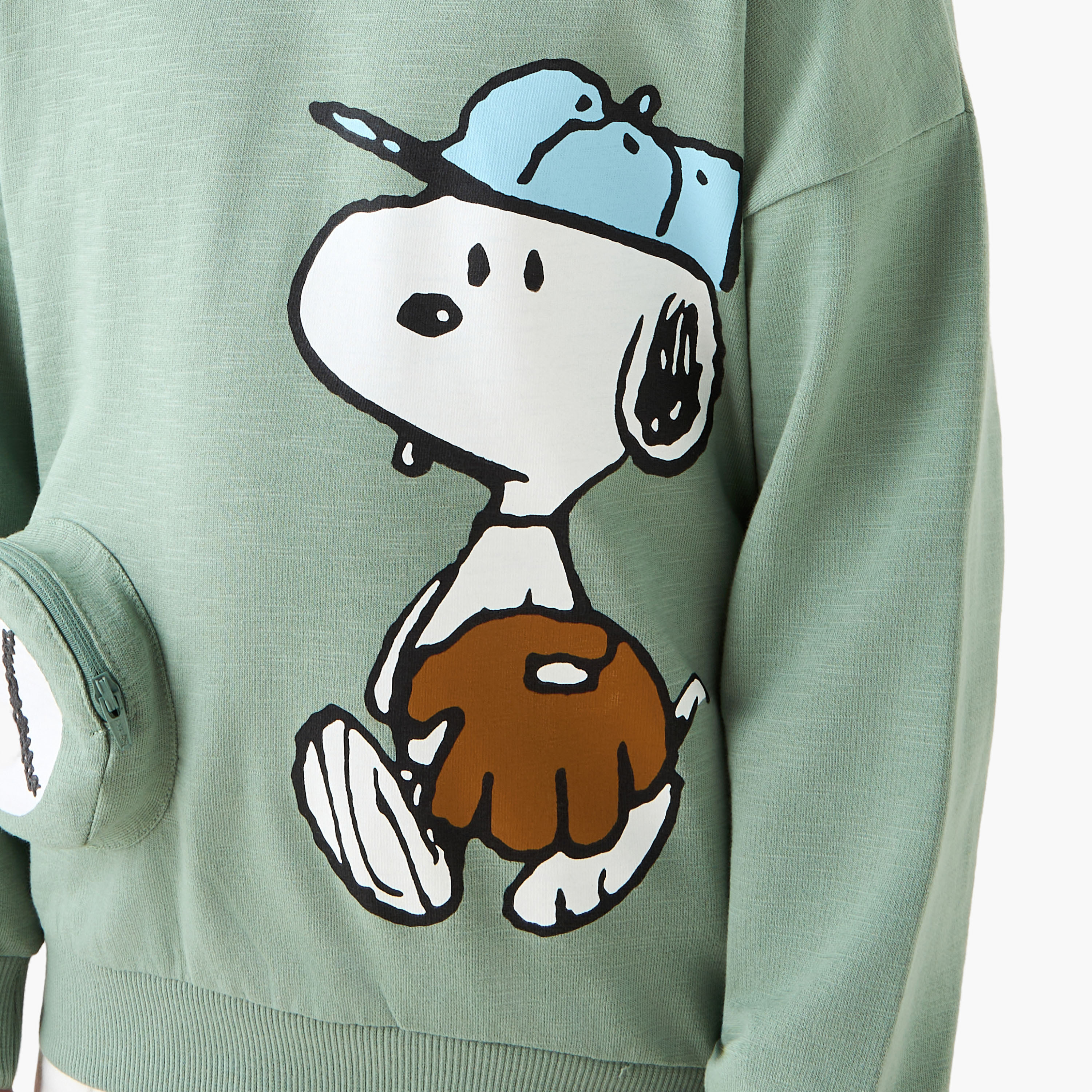 Snoopy Print Hooded Sweatshirt with Long Sleeves-boys-clothing-sweatshirts-image-4