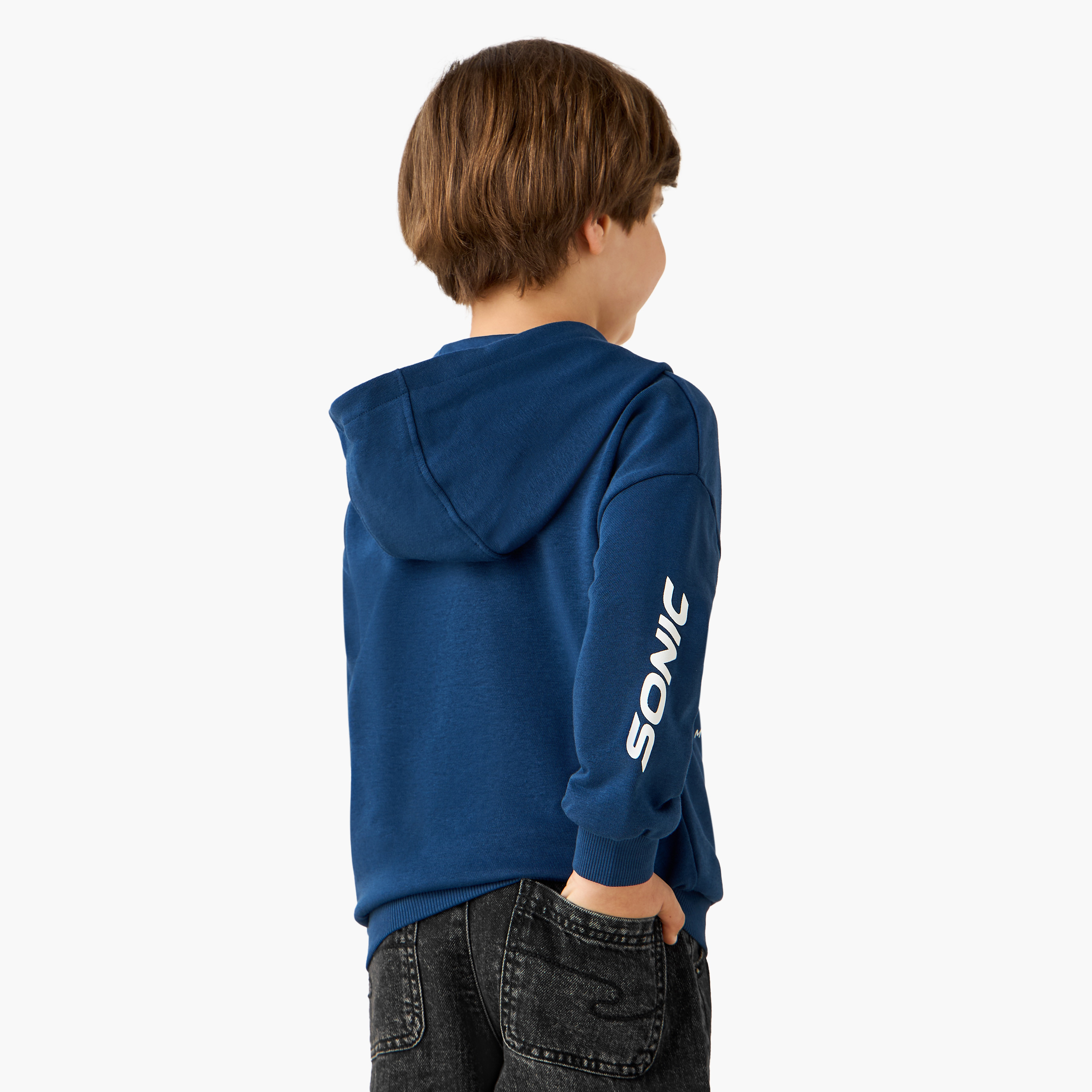 Sonic the Hedgehog Print Hooded Sweatshirt with Long Sleeves-boys-clothing-sweatshirts-image-3