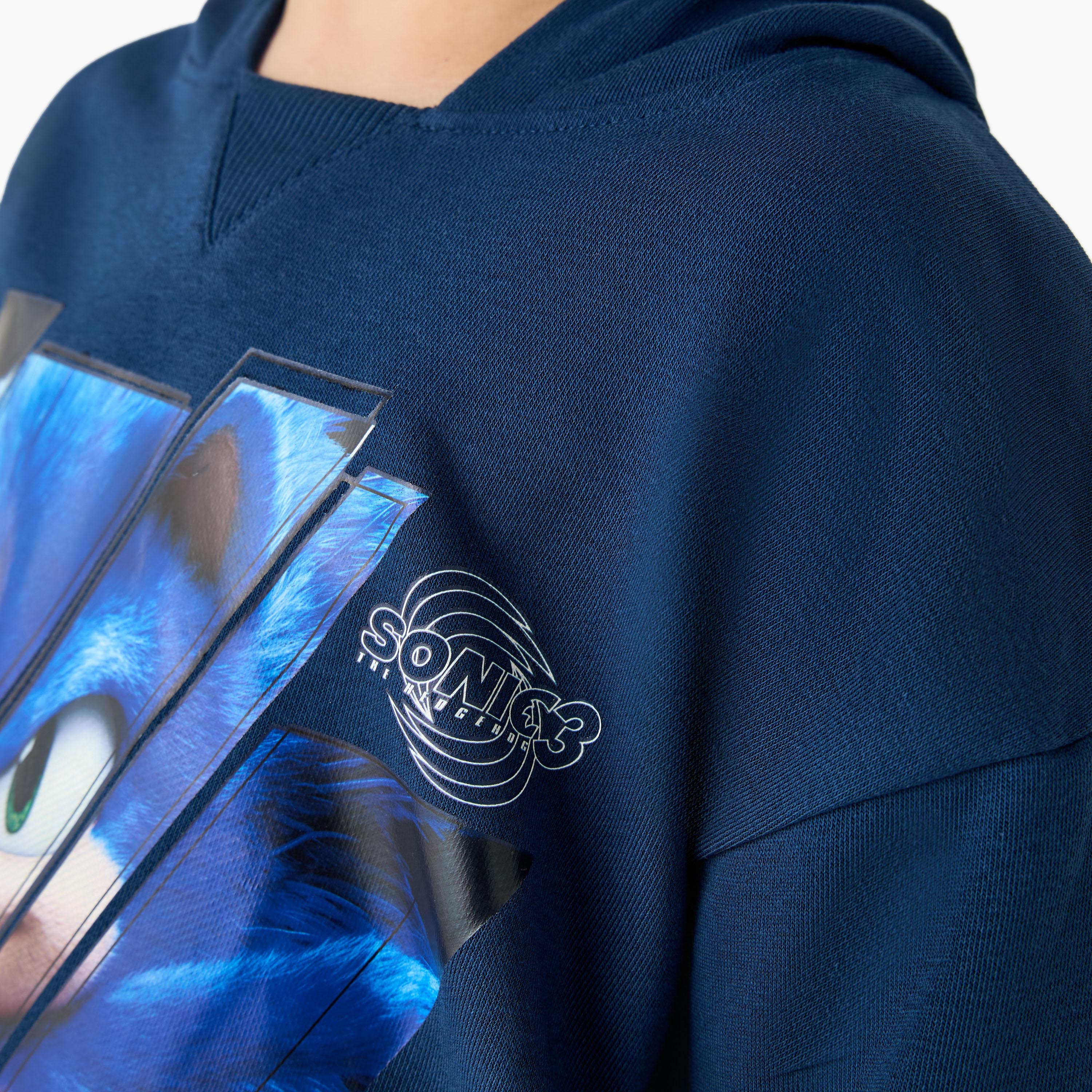 Sonic the Hedgehog Print Hooded Sweatshirt with Long Sleeves-boys-clothing-sweatshirts-image-5