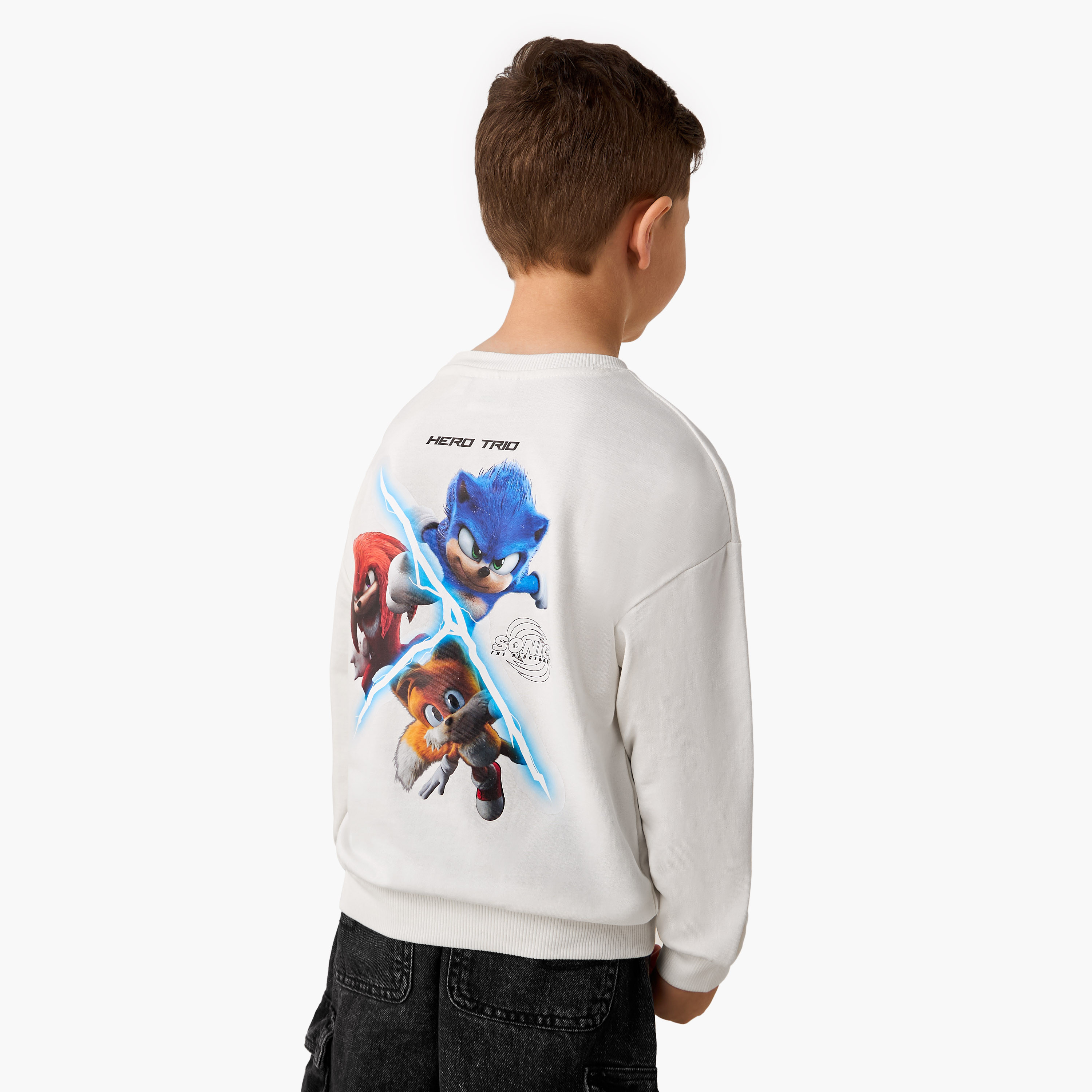 Sonic Print Sweatshirt with Long Sleeves-boys-clothing-sweatshirts-image-1