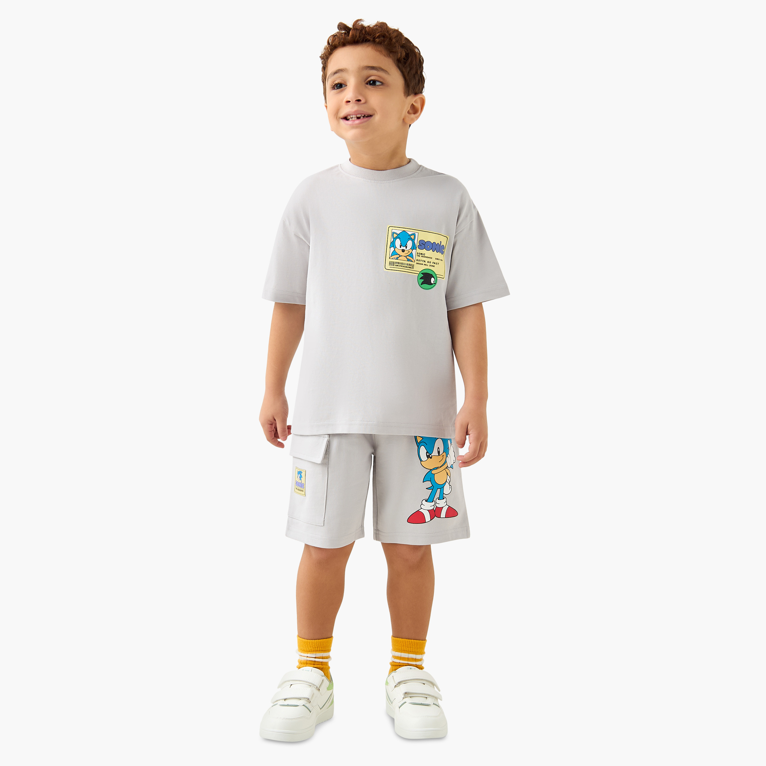 Sonic the Hedgehog Print T-shirt and Shorts Set-baby-boys-clothing-setsandcoords-image-1