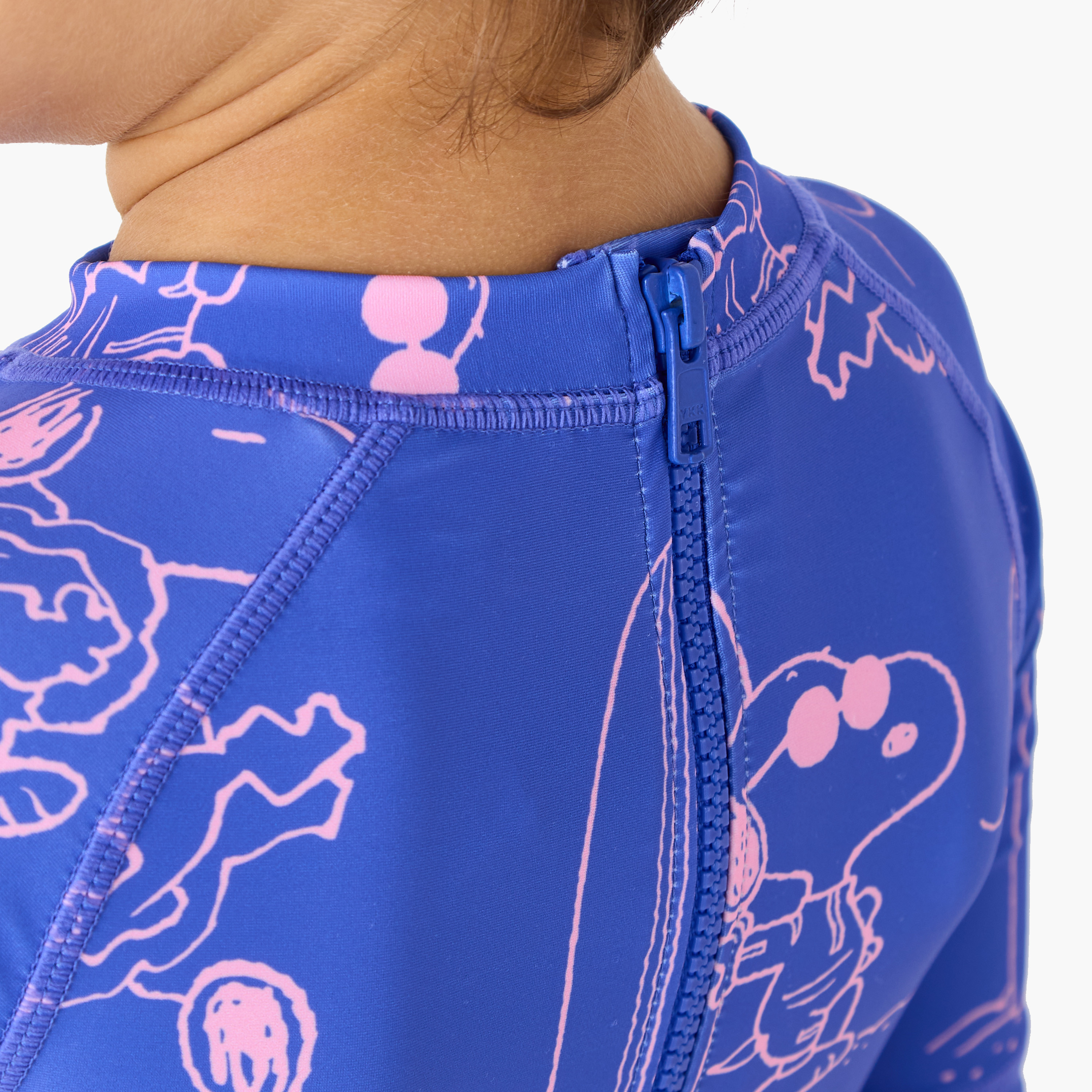 All-Over Snoopy Dog Print Swimsuit with Raglan Sleeves and Zip Closure-sports-boys-clothing-swimwear-image-4