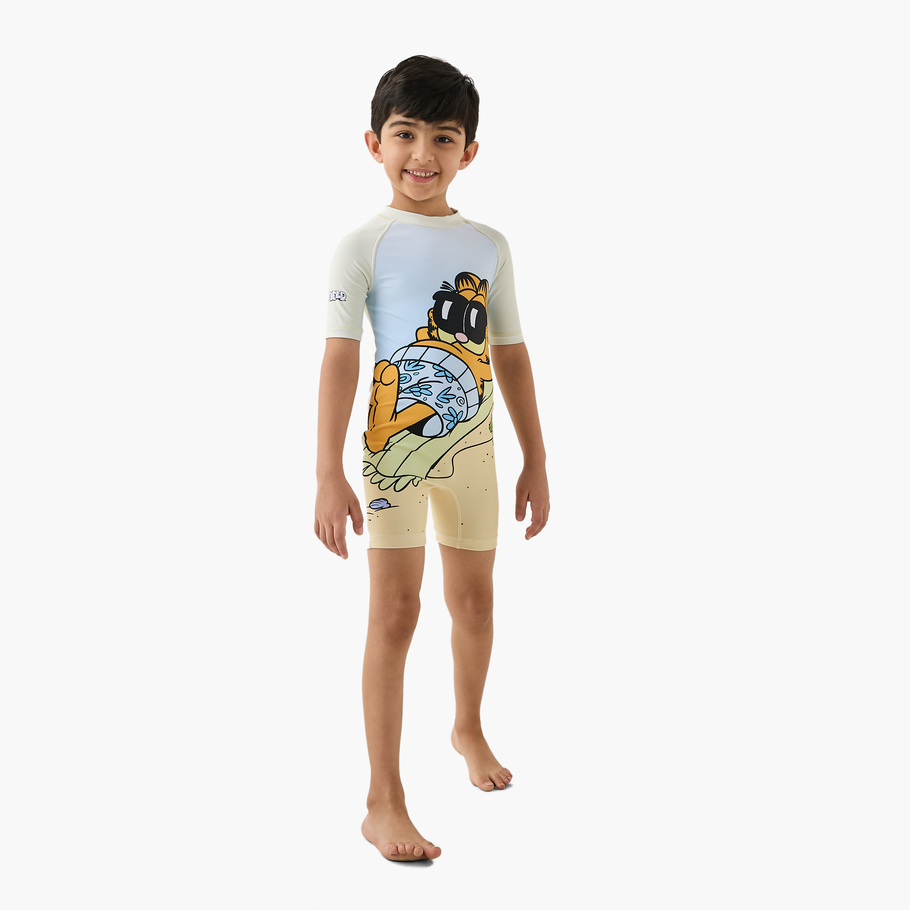 Nickelodeon Garfield Print Swimsuit with Zip Closure-sports-boys-clothing-swimwear-image-2