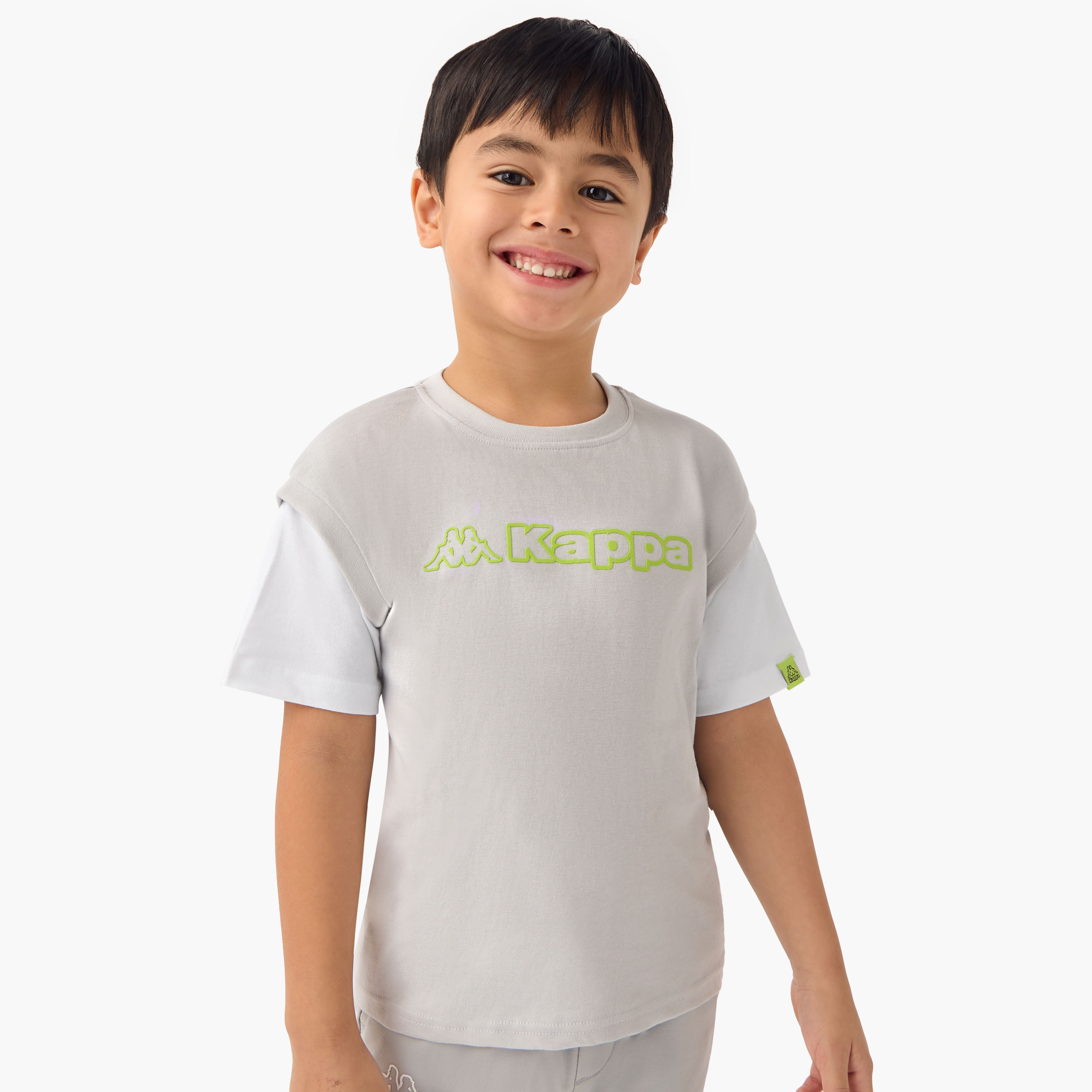 Kappa Logo Print T-shirt with Short Sleeves-boys-clothing-sportswear-tops-image-1