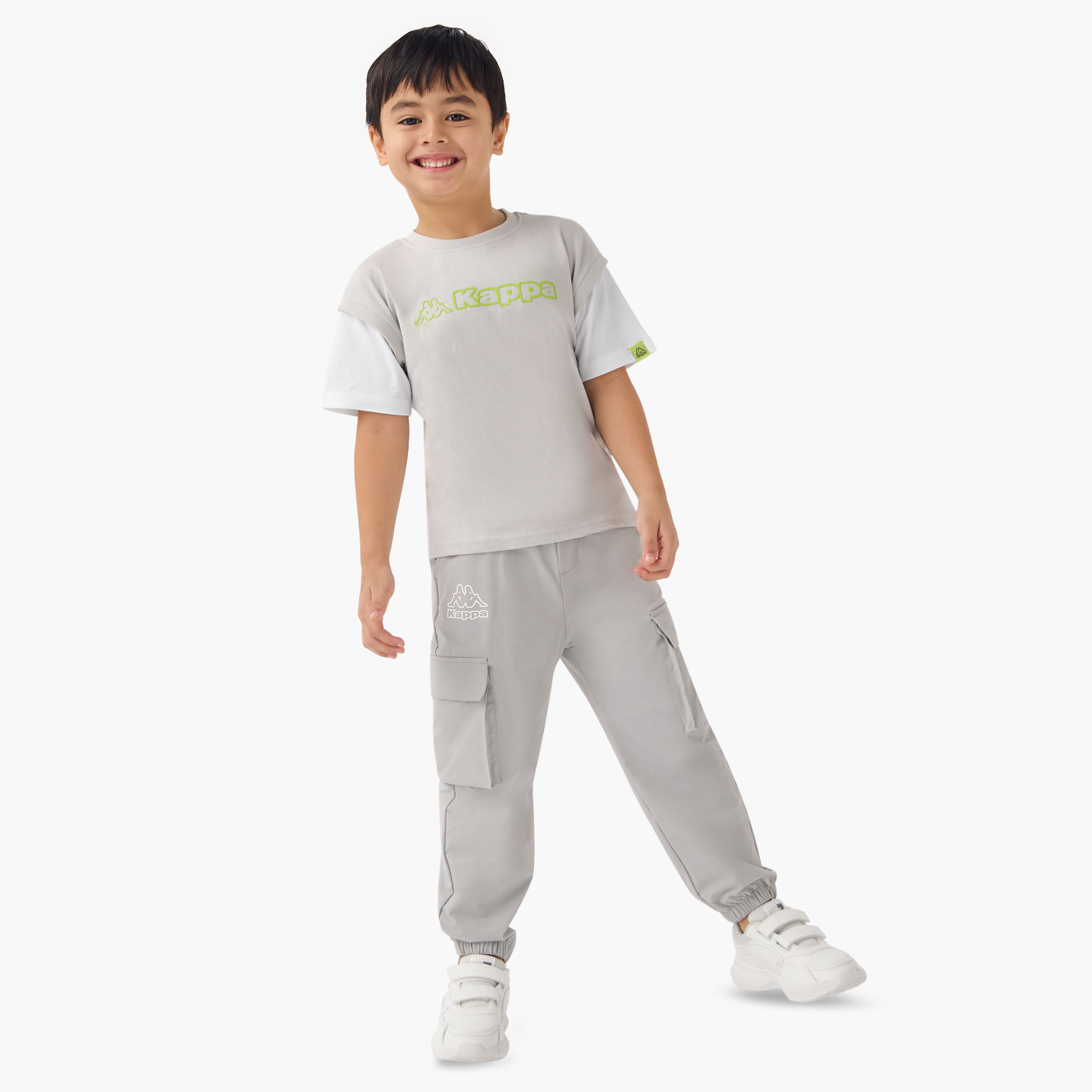 Kappa Logo Print T-shirt with Short Sleeves-boys-clothing-sportswear-tops-image-2