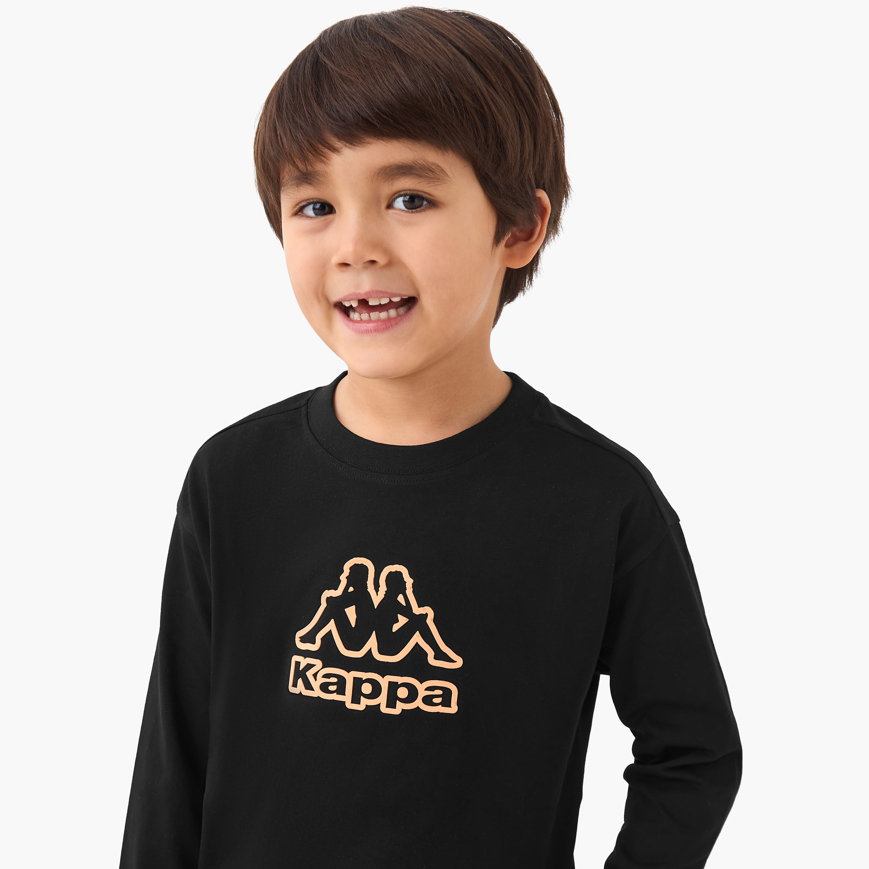 Kappa Boys Crew Neck T-shirt with Logo Print - Cotton - Long Sleeves-sports-boys-clothing-tops-image-4