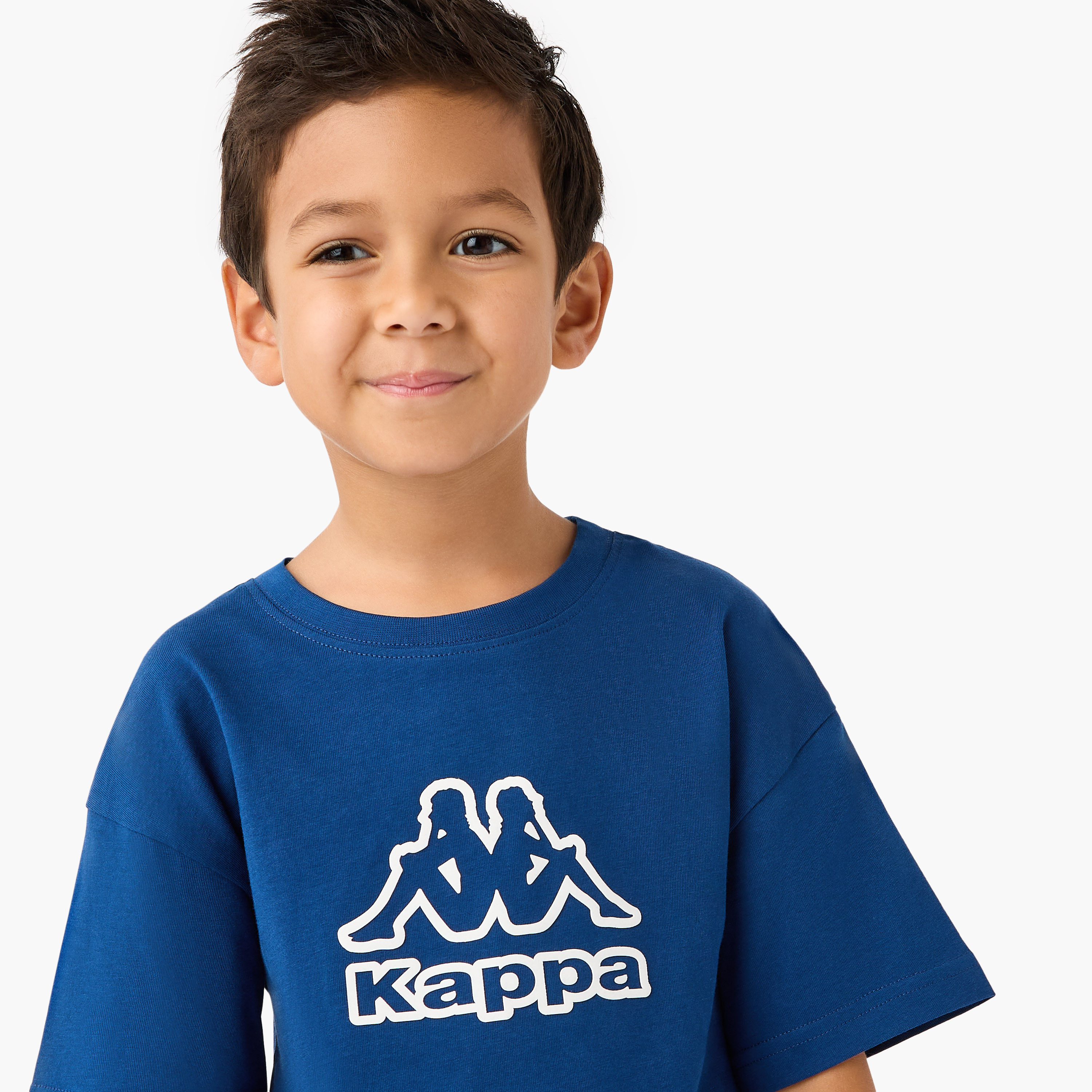 Kappa Logo Print T-shirt with Crew Neck and Short Sleeves-boys-clothing-sportswear-tops-image-4