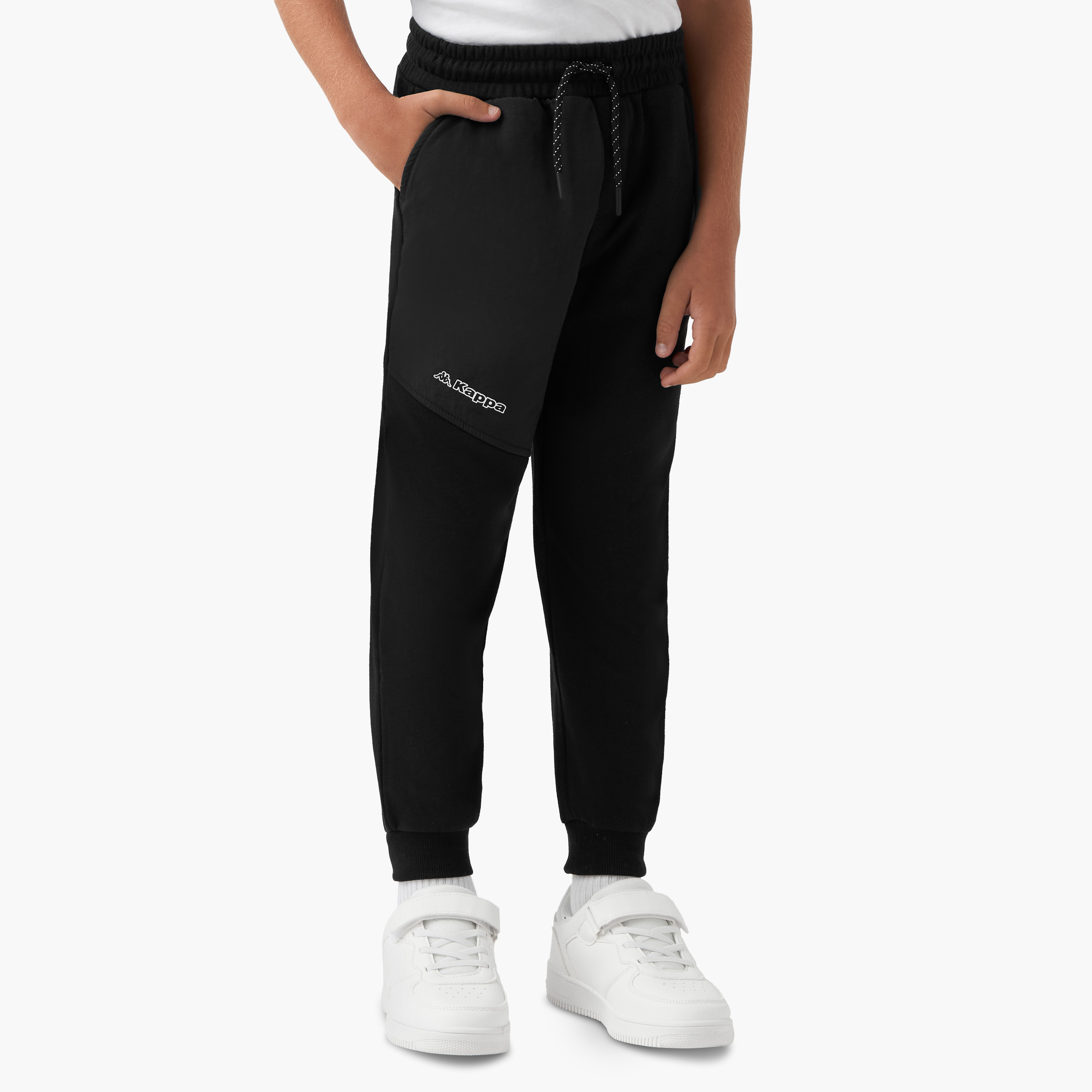Kappa Logo Print Joggers with Drawstring Closure and Pockets-boys-clothing-bottoms-joggersandtrackpants-image-1
