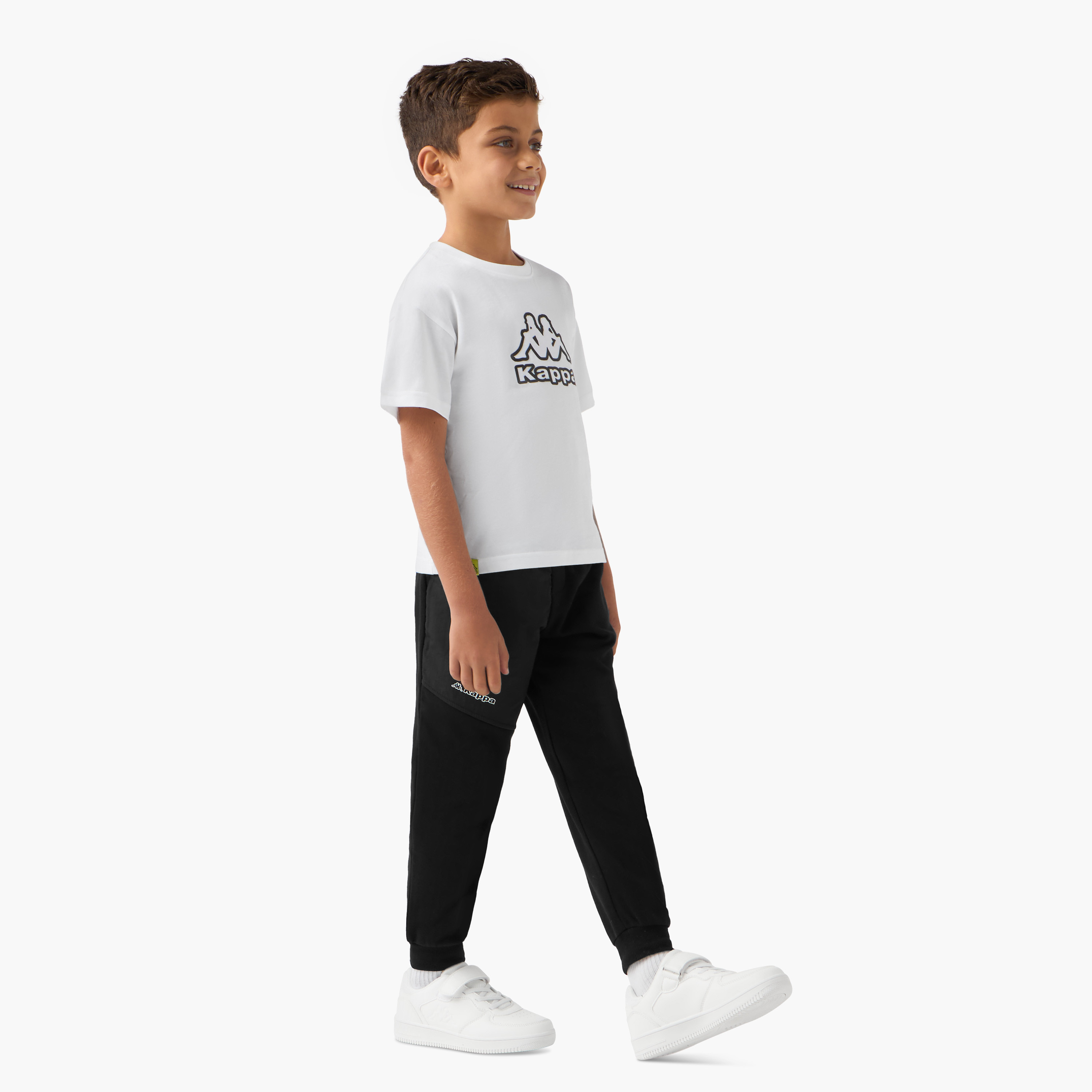 Kappa Logo Print Joggers with Drawstring Closure and Pockets-boys-clothing-bottoms-joggersandtrackpants-image-2