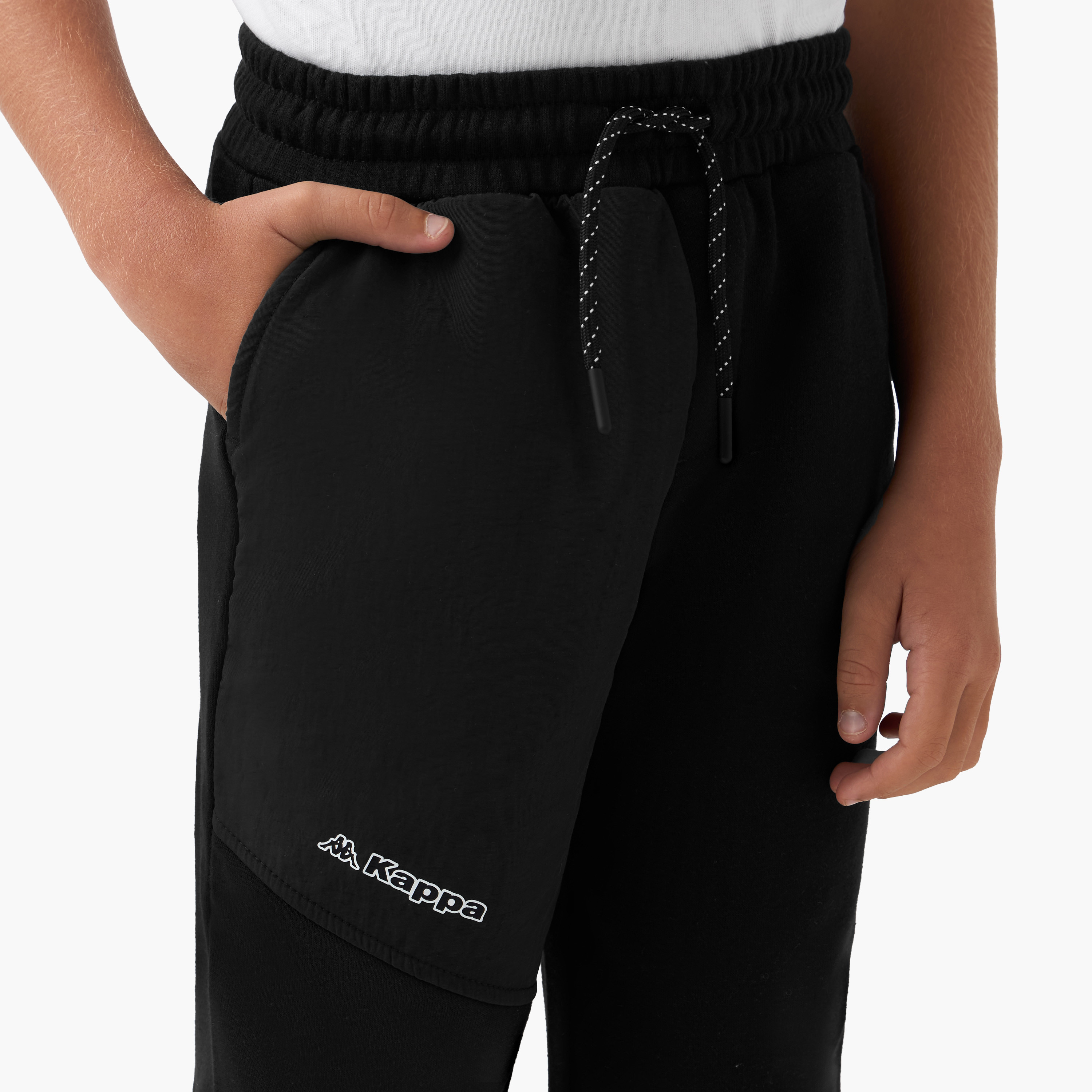 Kappa Logo Print Joggers with Drawstring Closure and Pockets-boys-clothing-bottoms-joggersandtrackpants-image-4