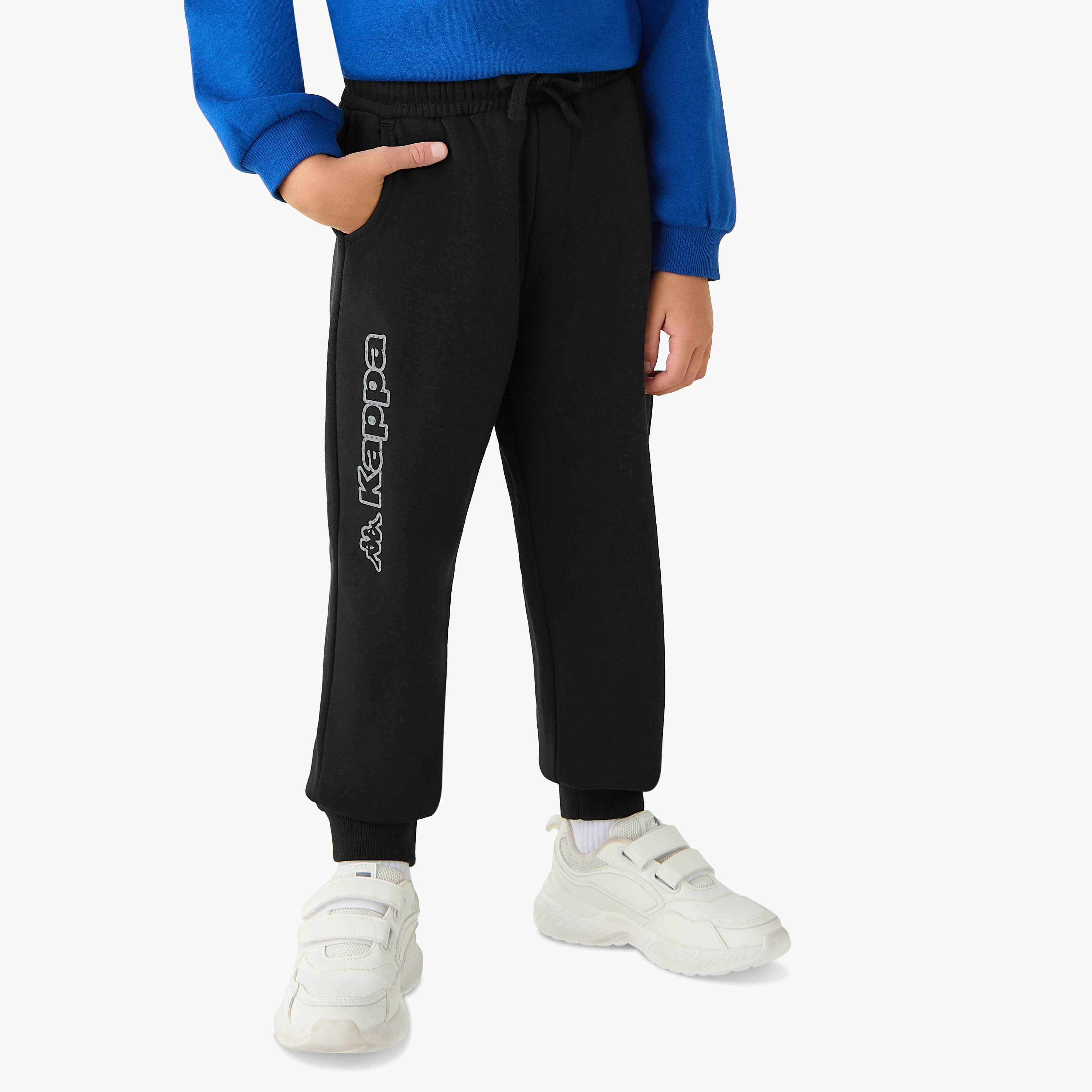 Kappa Logo Print Joggers with Drawstring Closure and Pockets-boys-clothing-bottoms-joggersandtrackpants-image-1
