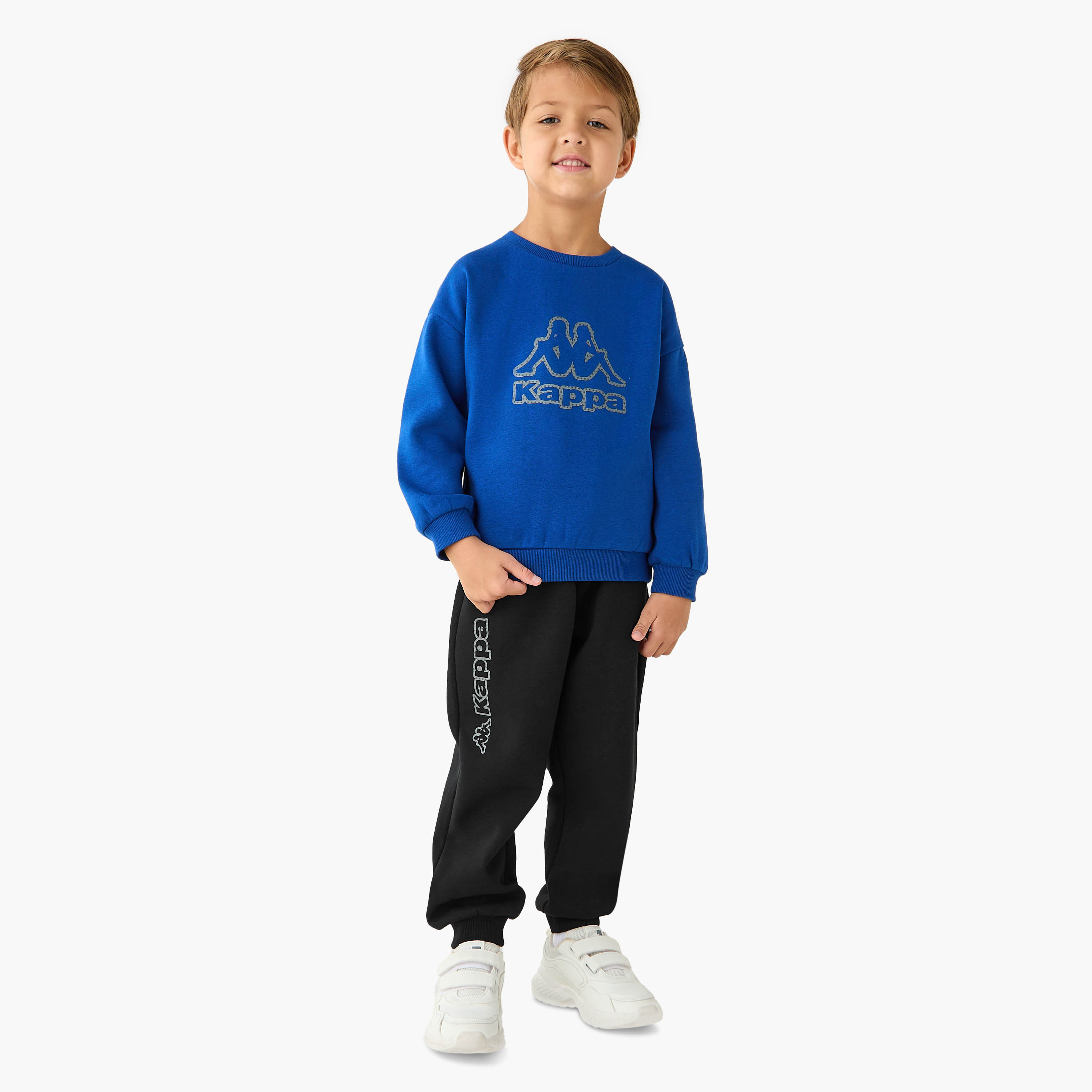 Kappa Logo Print Joggers with Drawstring Closure and Pockets-boys-clothing-bottoms-joggersandtrackpants-image-2