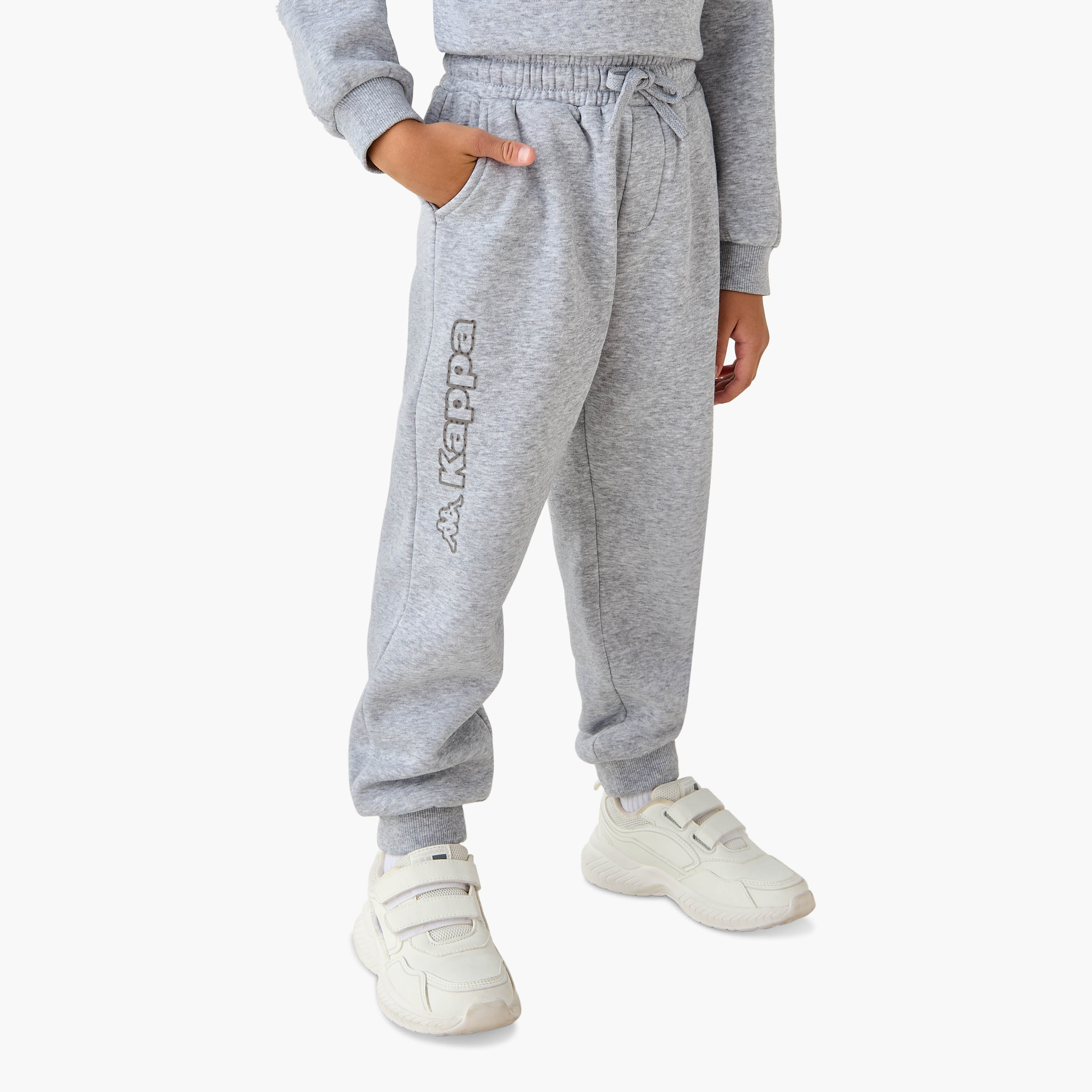 Kappa Logo Print Joggers with Drawstring Closure and Pockets-boys-clothing-bottoms-joggersandtrackpants-image-1