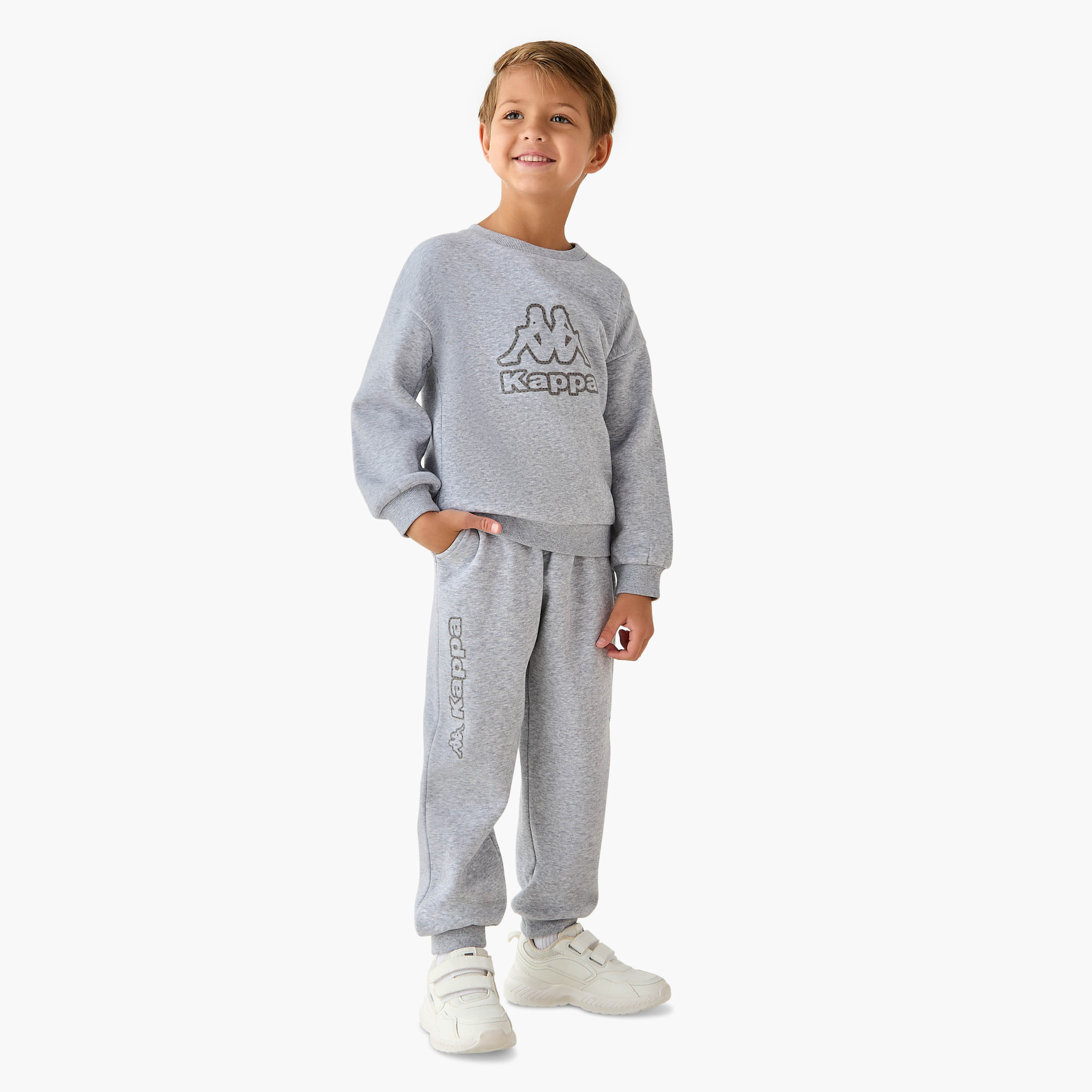 Kappa Logo Print Joggers with Drawstring Closure and Pockets-boys-clothing-bottoms-joggersandtrackpants-image-2