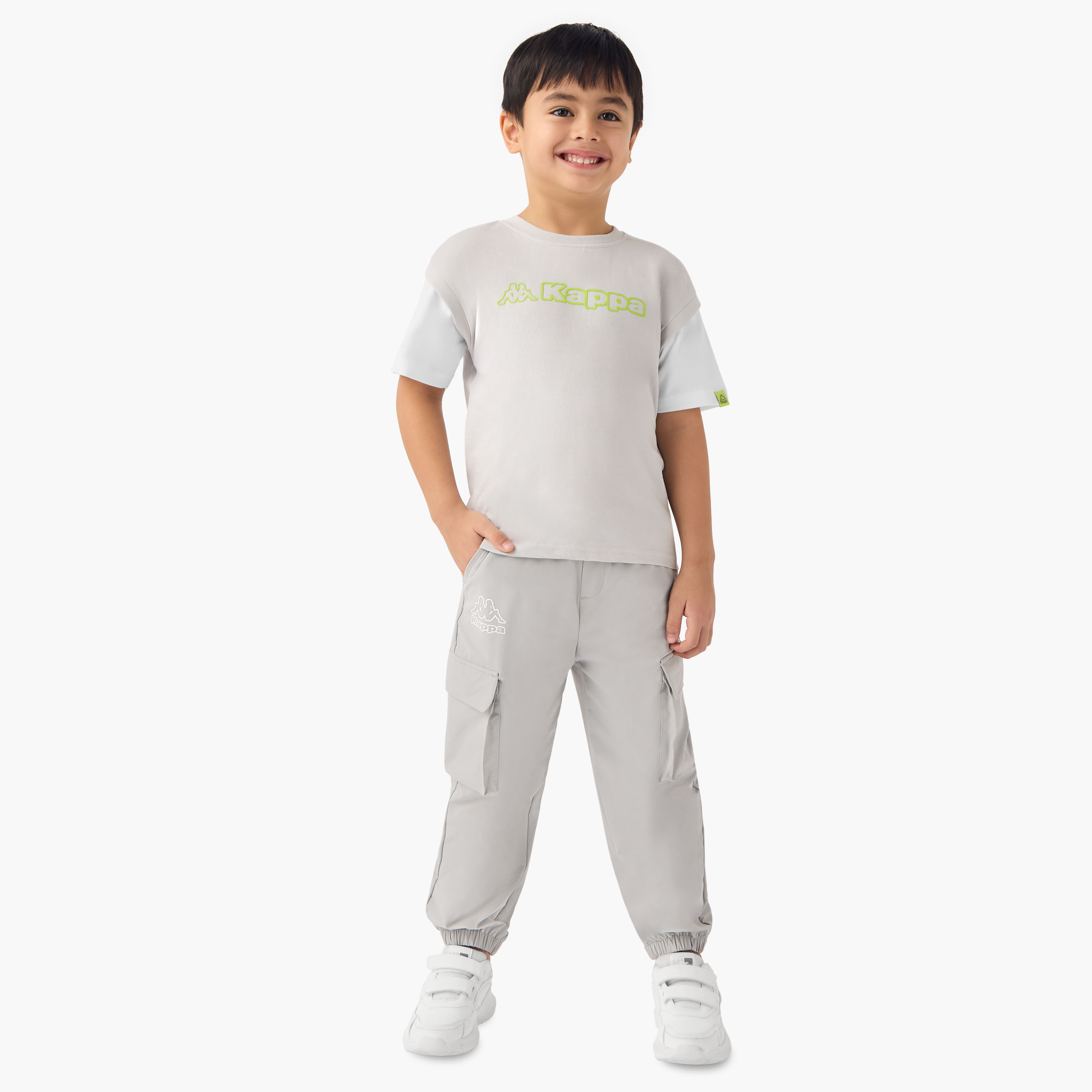 Kappa Logo Print Cargo Joggers with Drawstring Waist-boys-clothing-bottoms-joggersandtrackpants-image-2