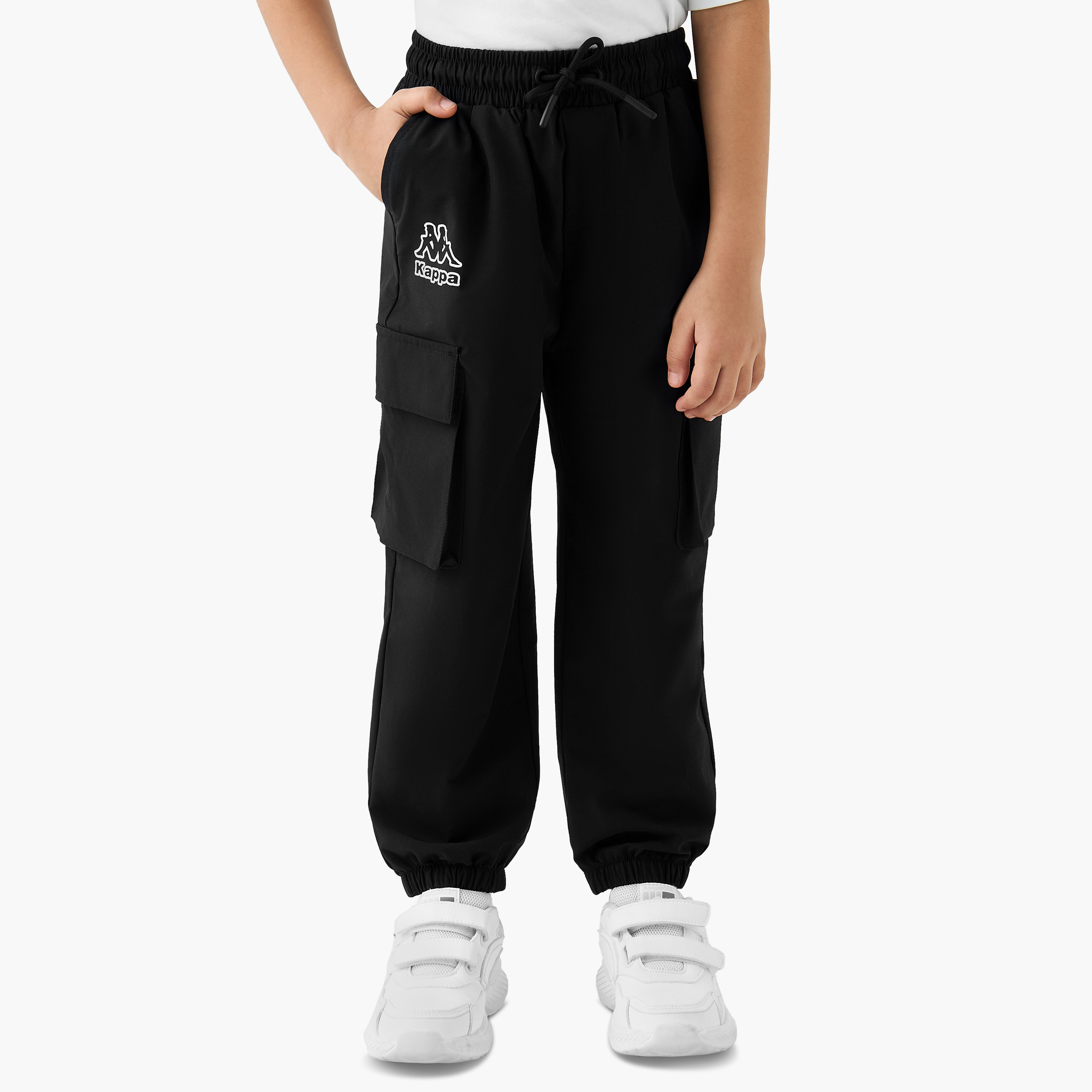 Kappa Logo Print Joggers with Drawstring Closure and Pockets-boys-clothing-bottoms-joggersandtrackpants-image-1