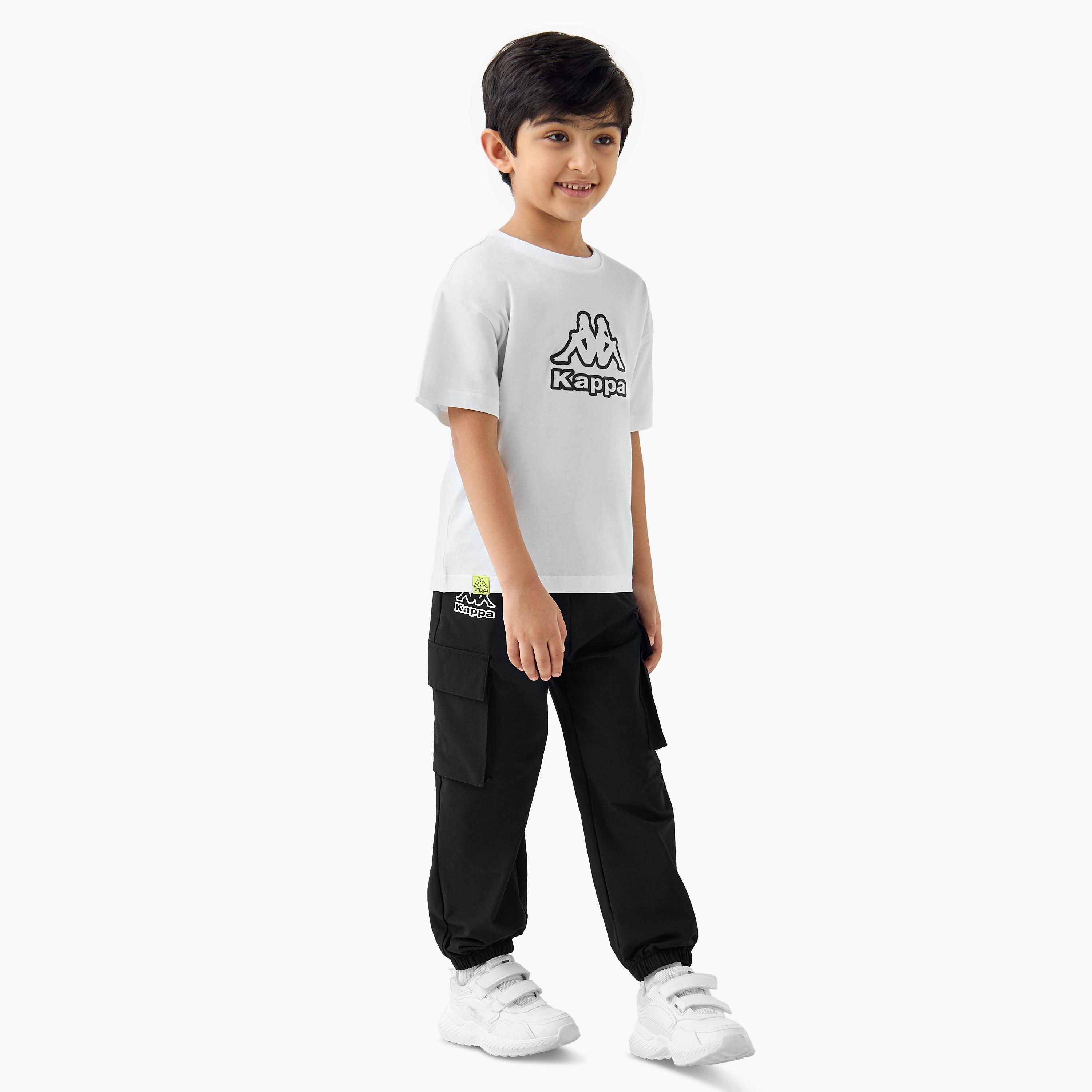Kappa Logo Print Joggers with Drawstring Closure and Pockets-boys-clothing-bottoms-joggersandtrackpants-image-2