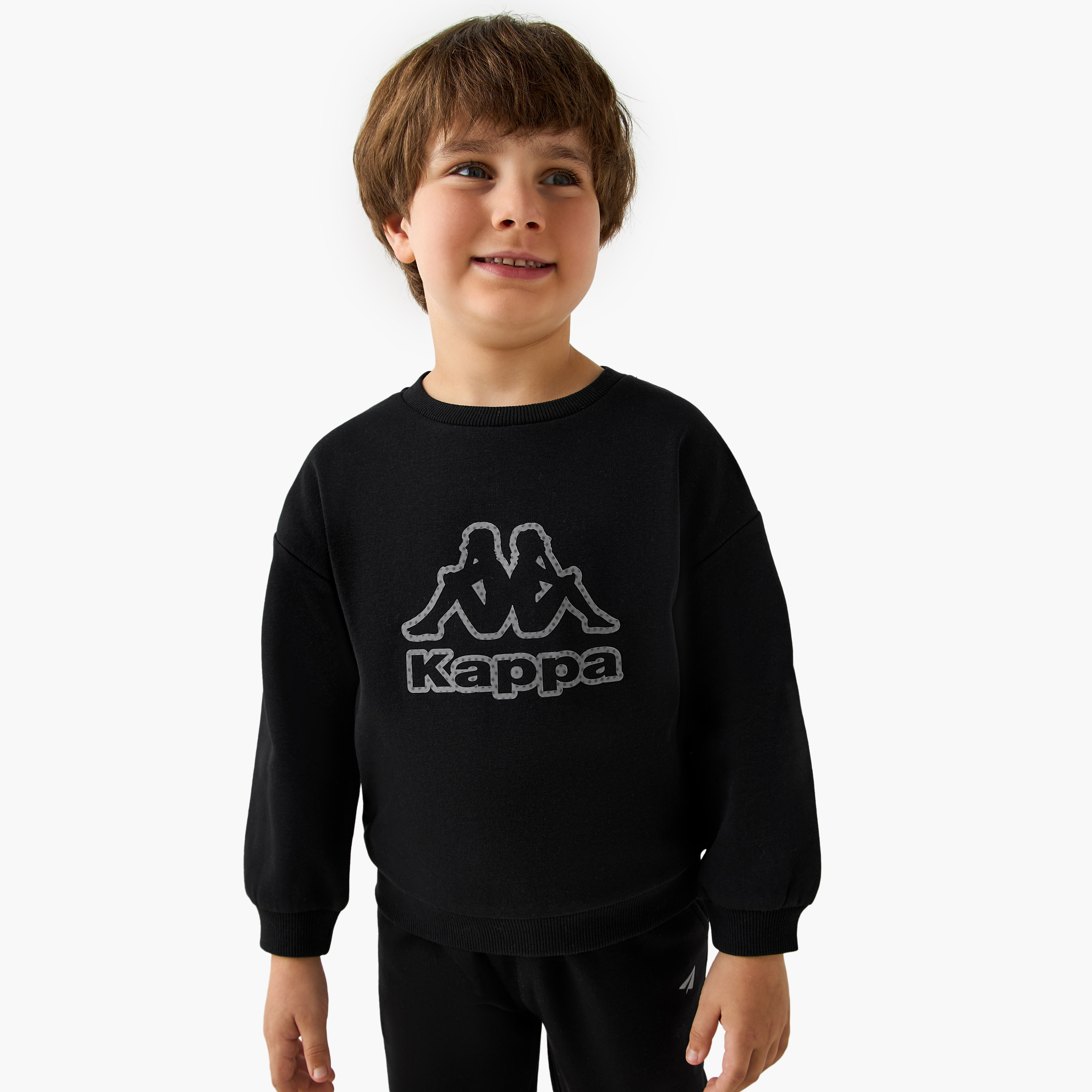 Kappa Logo Print Sweatshirt with Long Sleeves-boys-clothing-sweatshirts-image-1