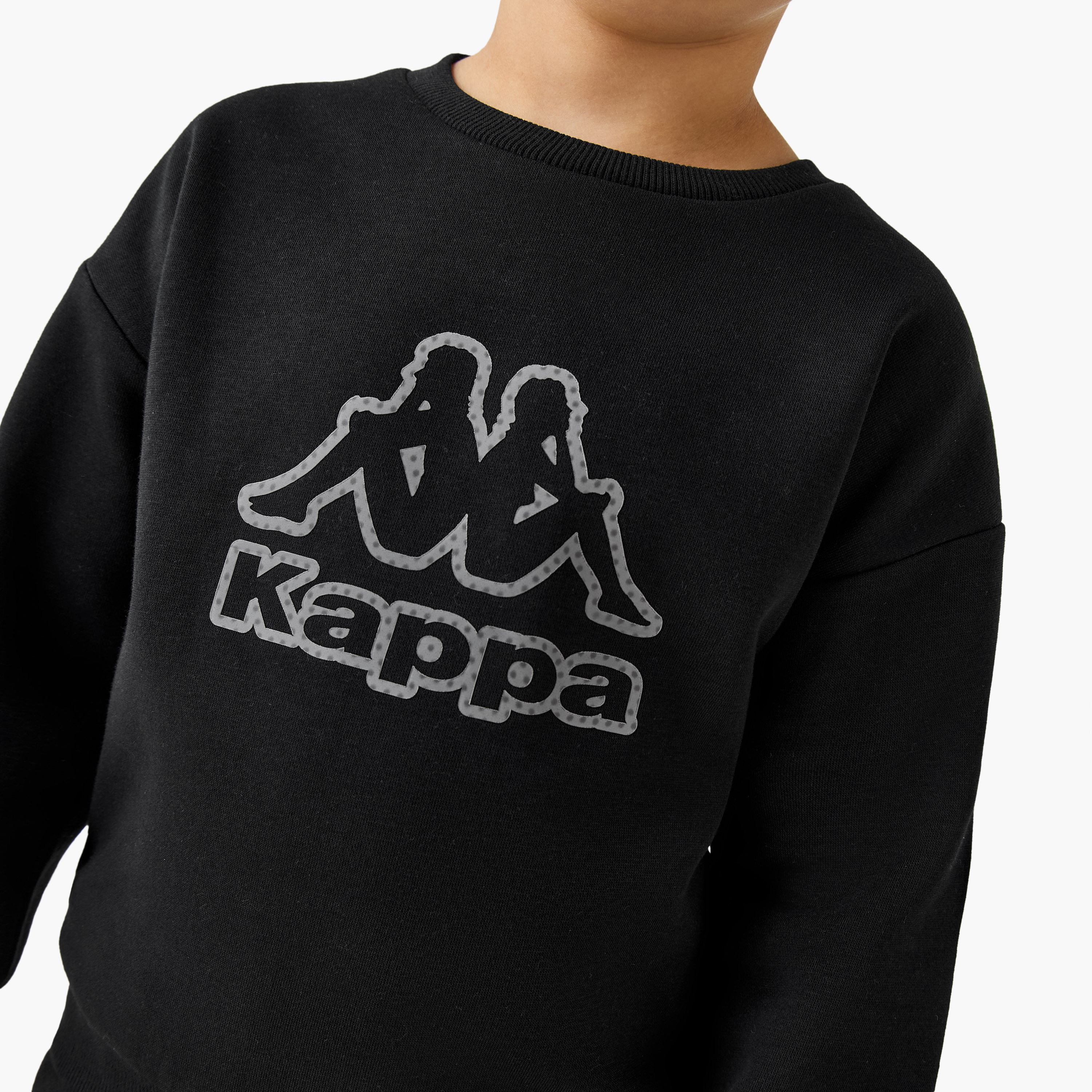 Kappa Logo Print Sweatshirt with Long Sleeves-boys-clothing-sweatshirts-image-4