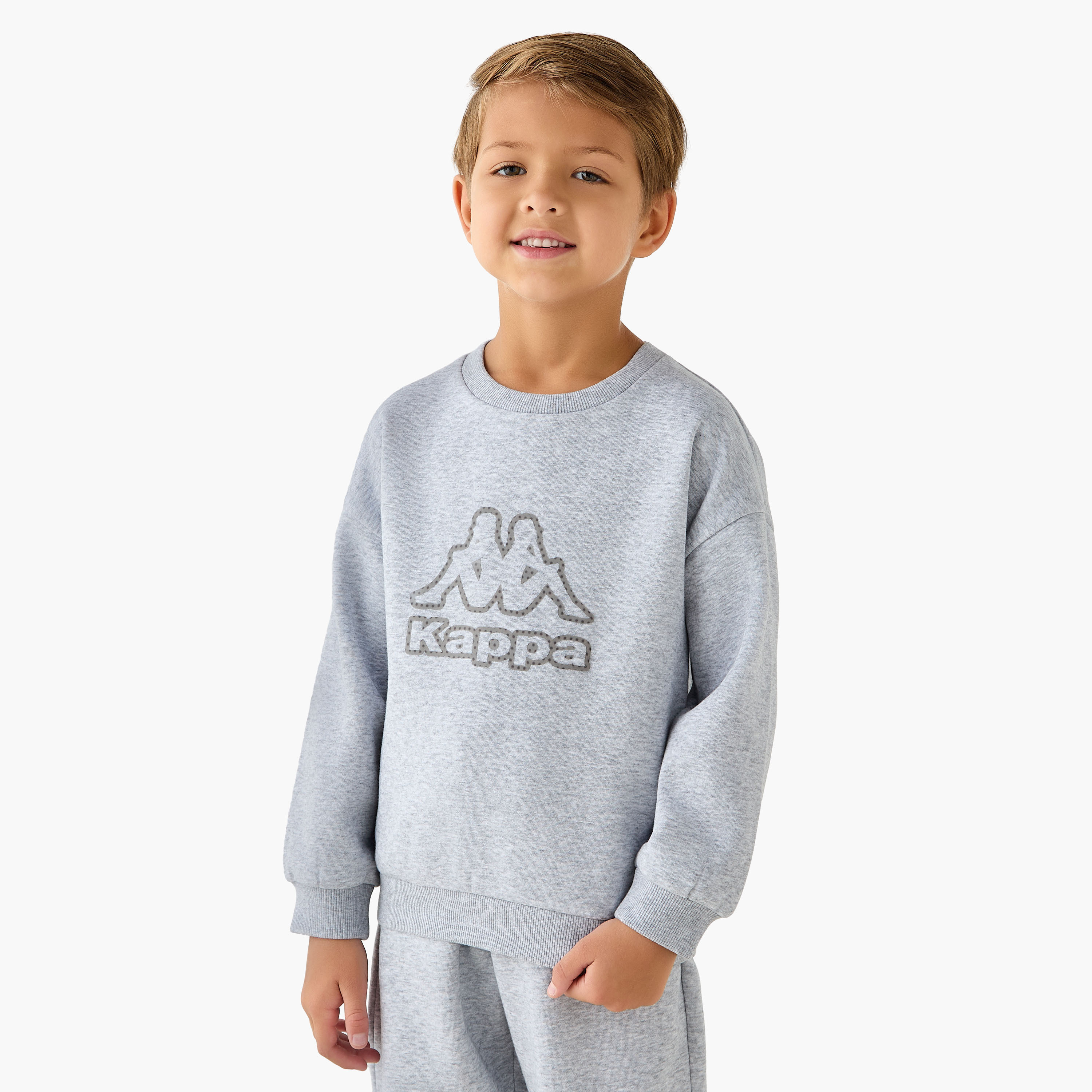 Kappa Logo Print Sweatshirt with Long Sleeves-boys-clothing-sweatshirts-image-1