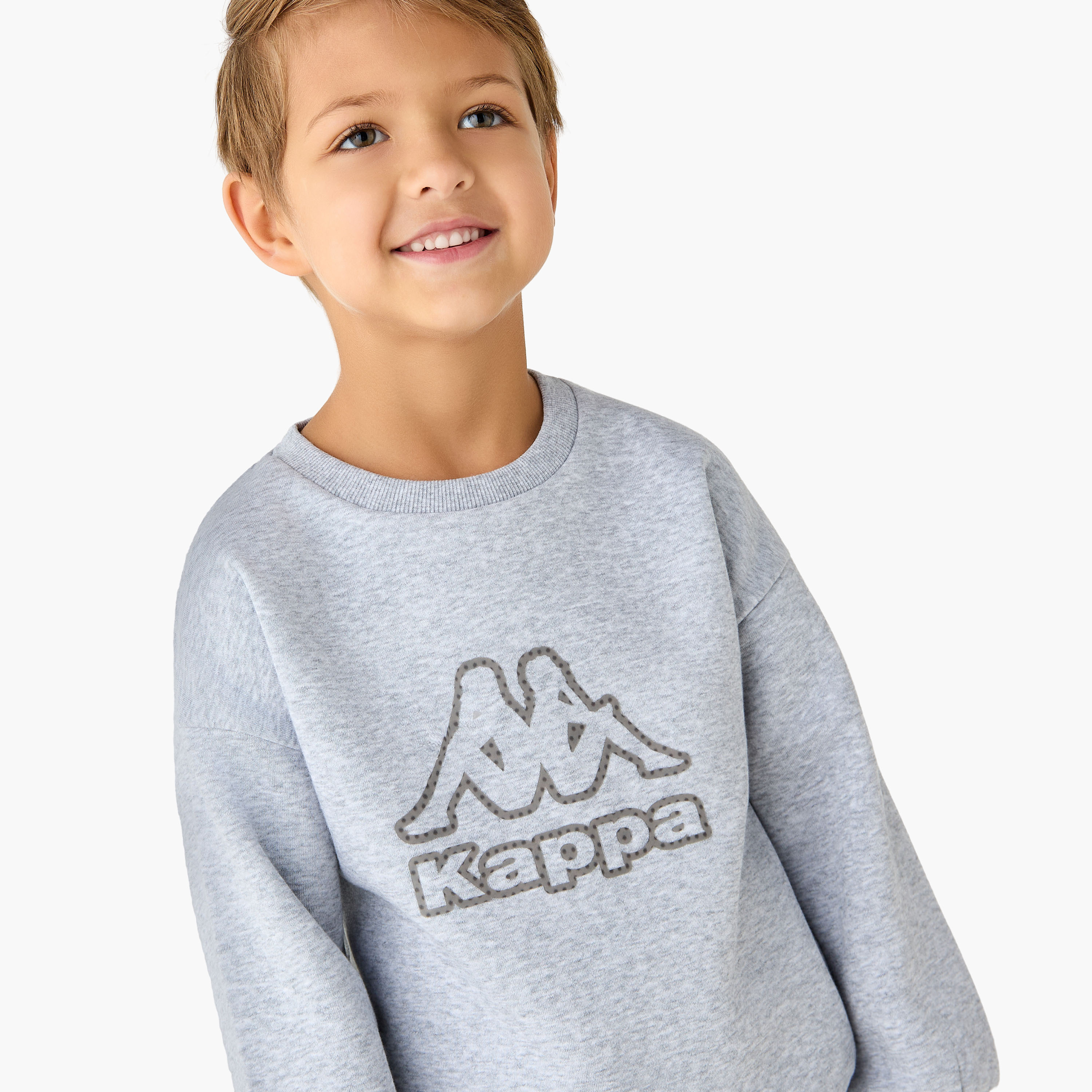 Kappa Logo Print Sweatshirt with Long Sleeves-boys-clothing-sweatshirts-image-4