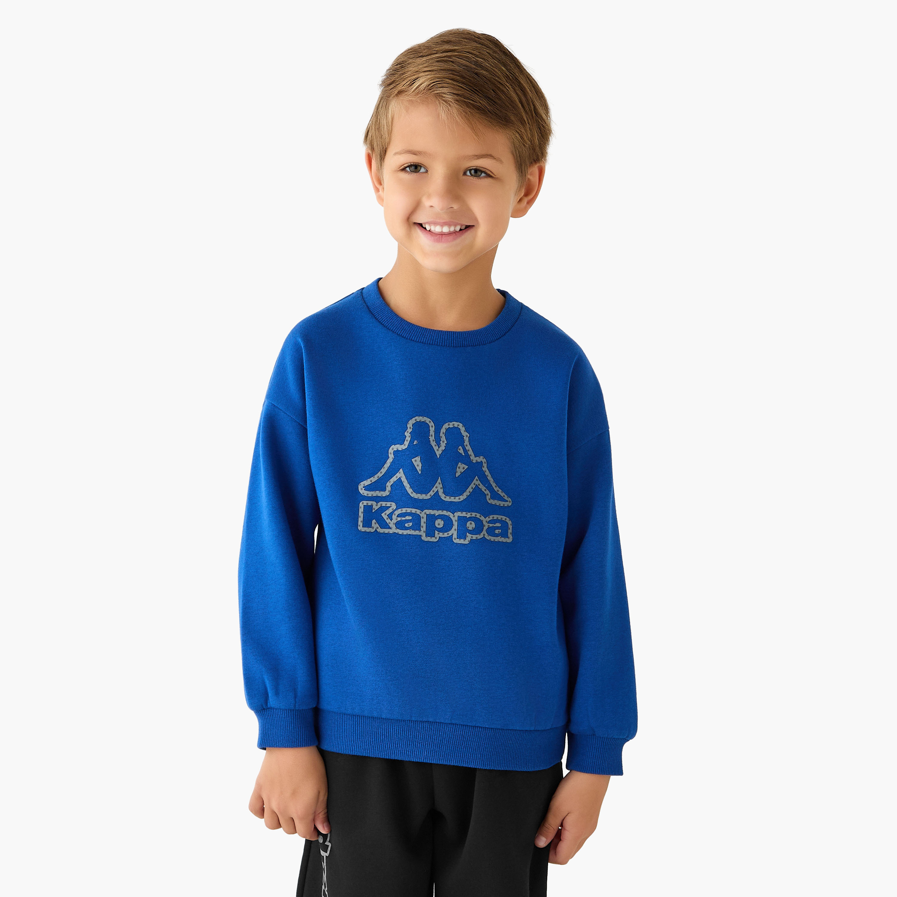 Kappa Logo Print Sweatshirt with Long Sleeves-boys-clothing-sweatshirts-image-1