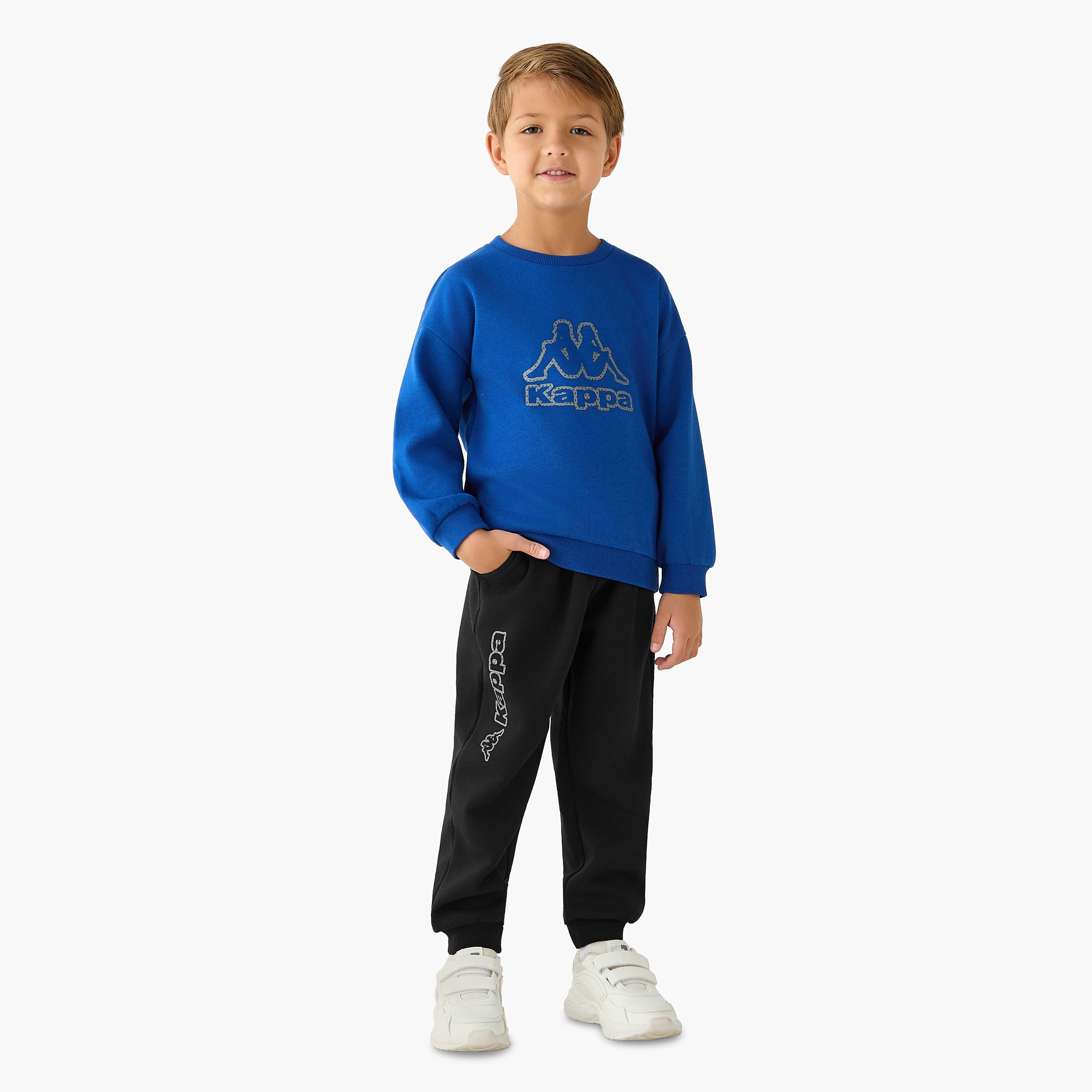 Kappa Logo Print Sweatshirt with Long Sleeves-boys-clothing-sweatshirts-image-2