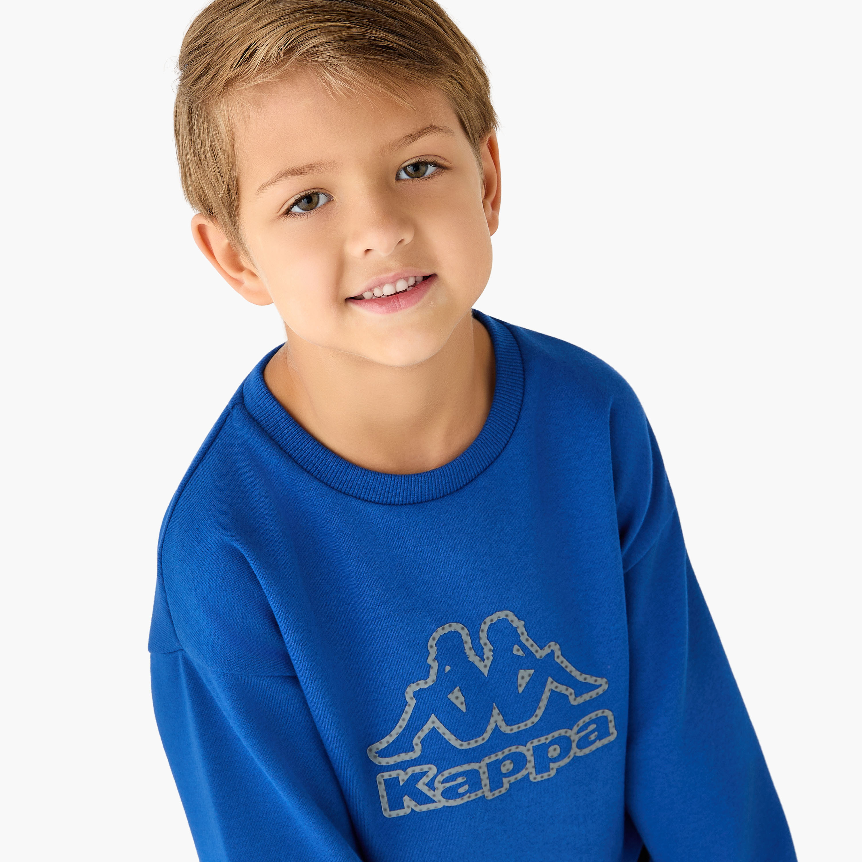 Kappa Logo Print Sweatshirt with Long Sleeves-boys-clothing-sweatshirts-image-4