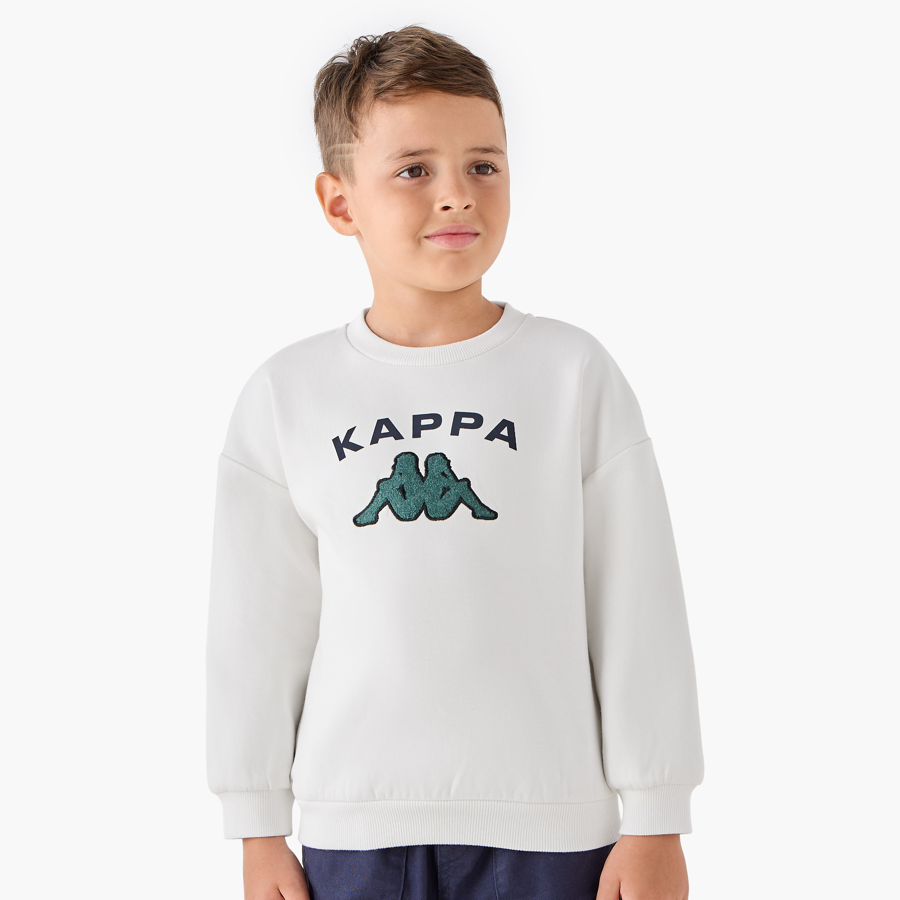 Kappa Logo Print Sweatshirt with Long Sleeves-boys-clothing-sweatshirts-image-1
