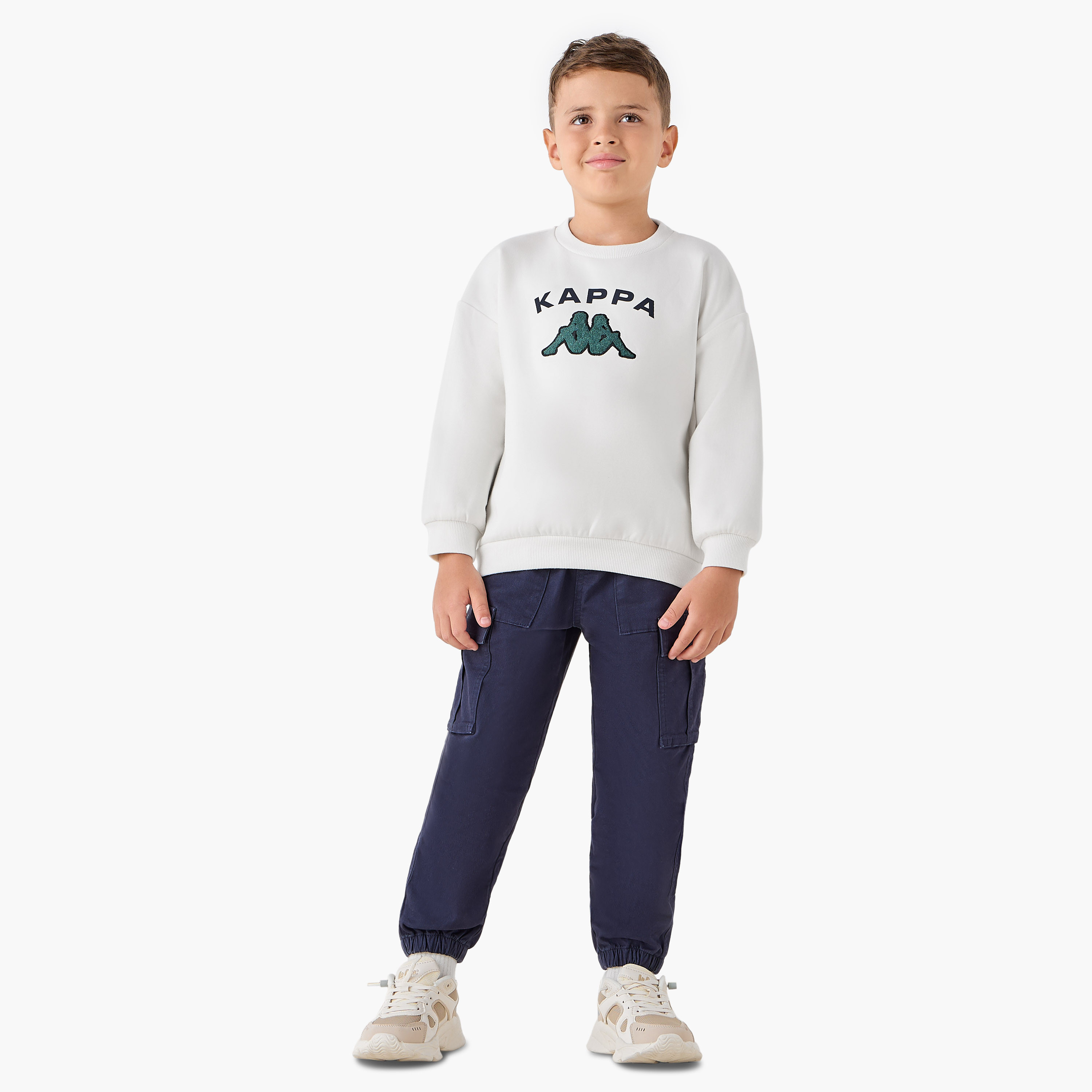 Kappa Logo Print Sweatshirt with Long Sleeves-boys-clothing-sweatshirts-image-2