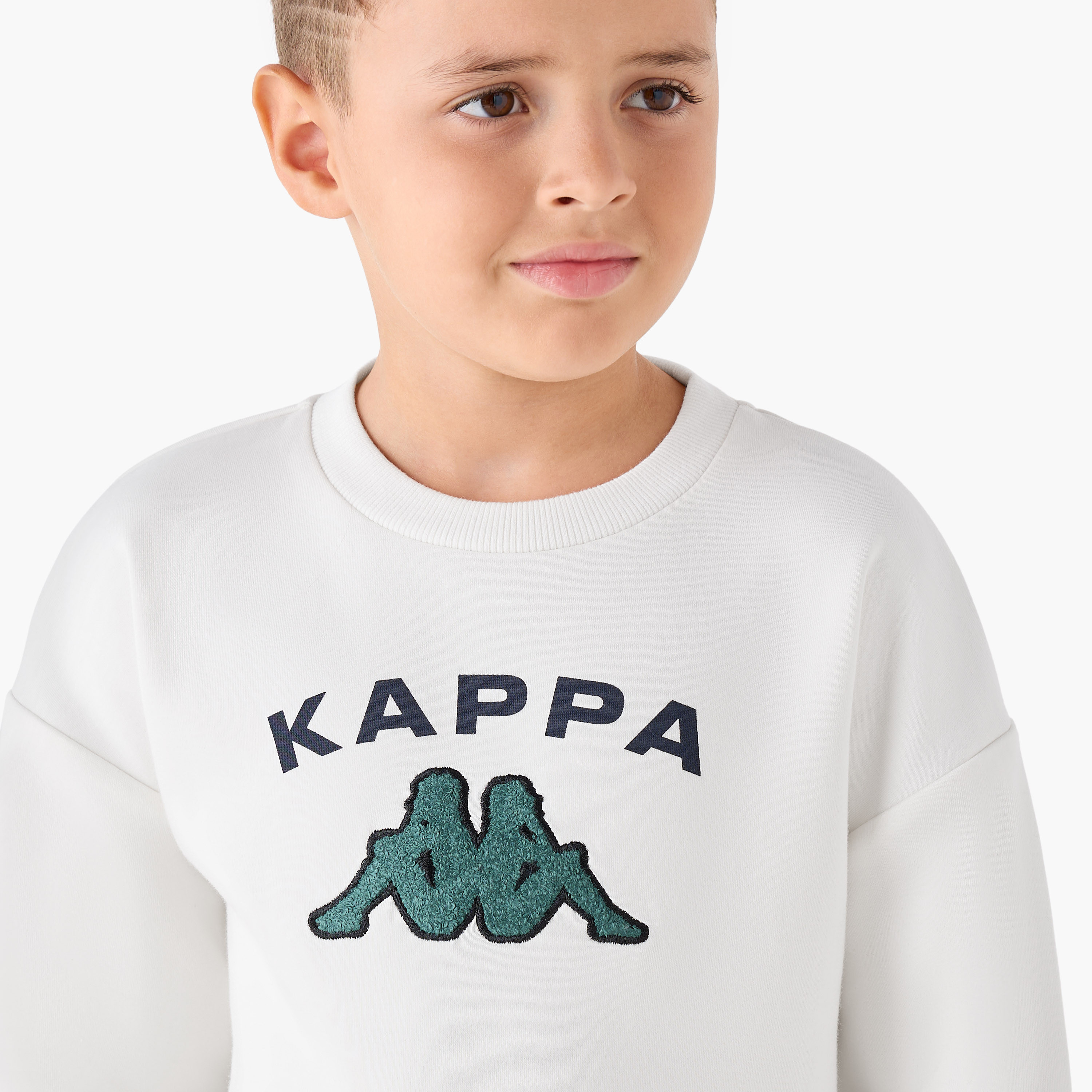 Kappa Logo Print Sweatshirt with Long Sleeves-boys-clothing-sweatshirts-image-4