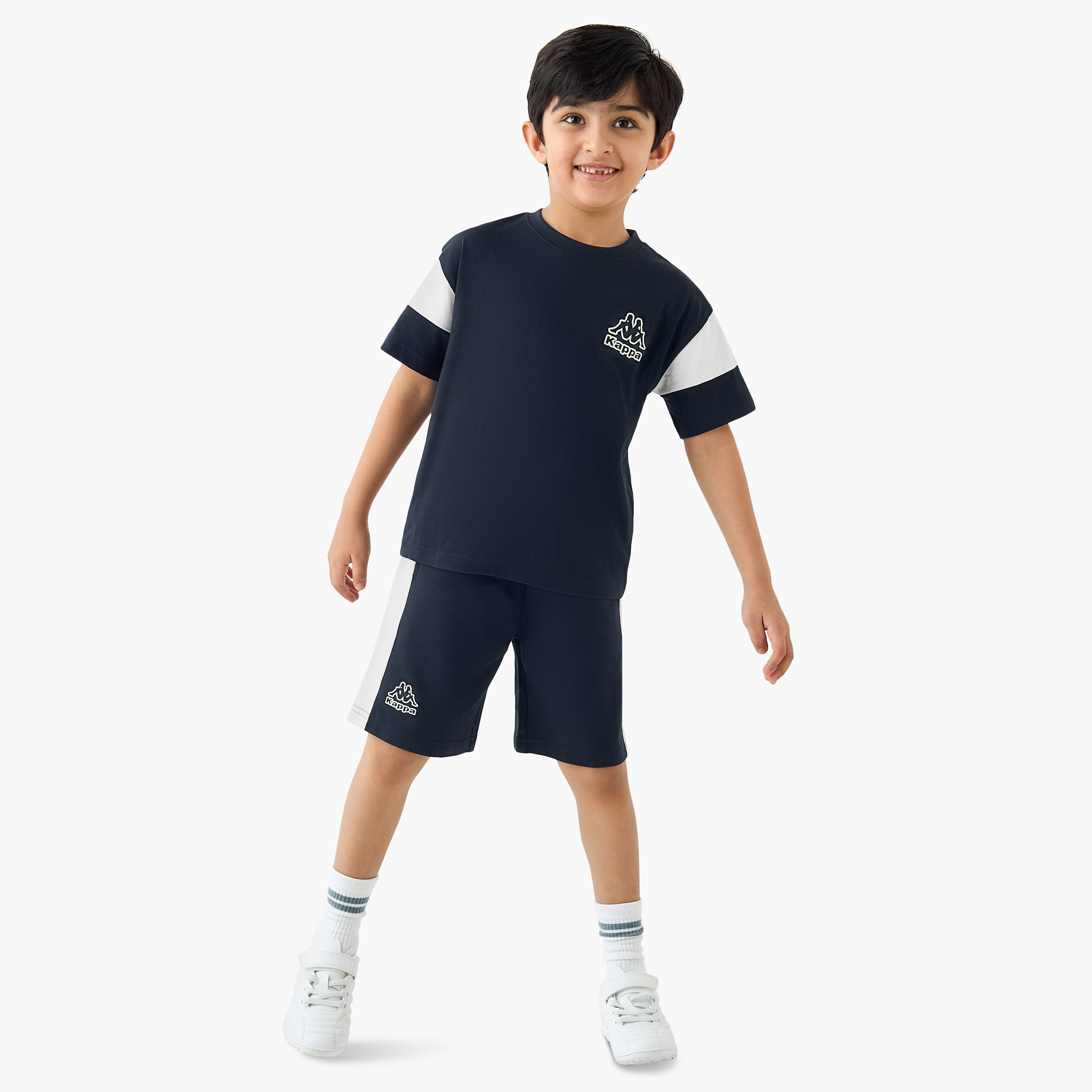 Kappa Logo Print T-shirt and Shorts Set-boys-clothing-sportswear-sets-image-1
