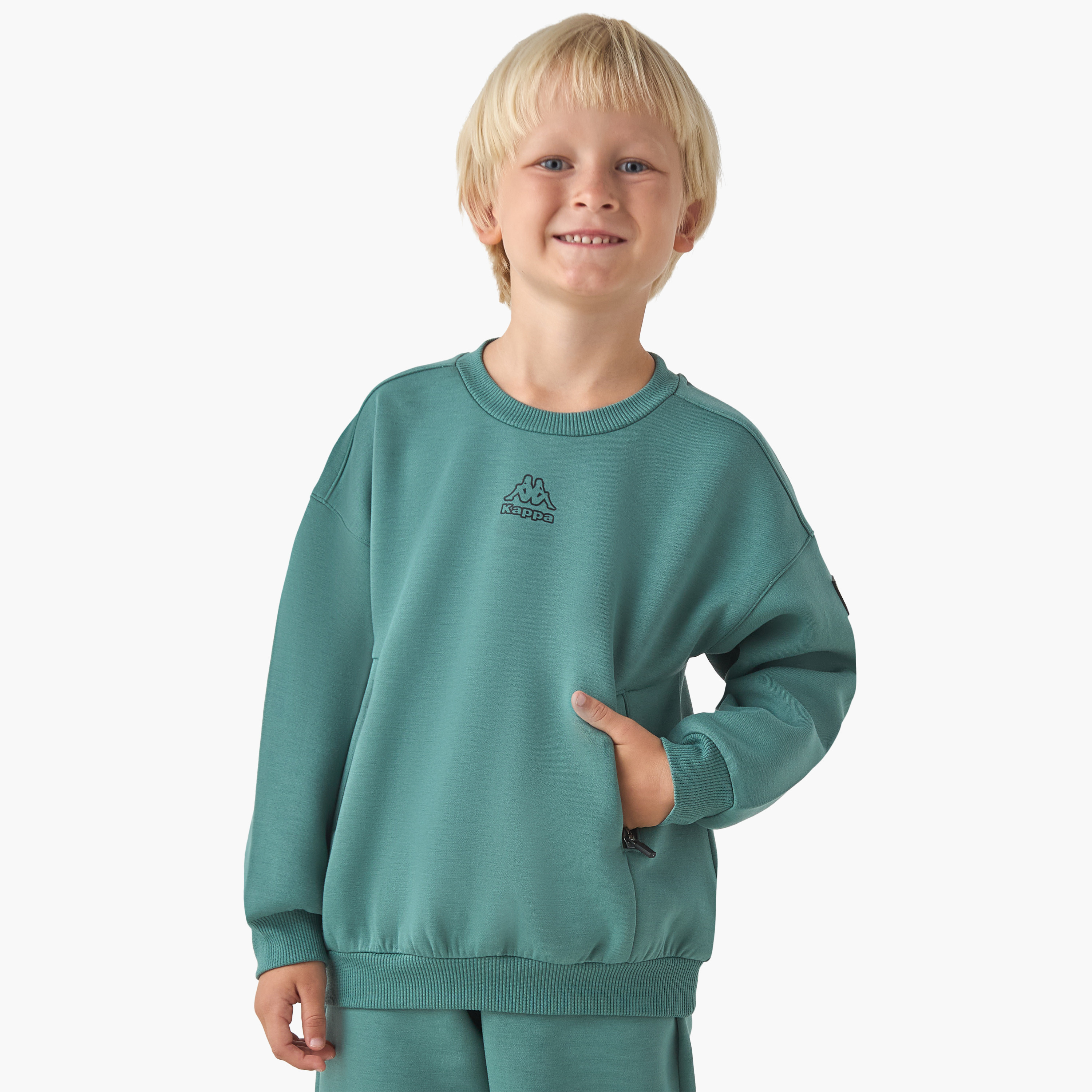 Kappa Boys Sweatshirt and Joggers Set with Pockets - Cotton - Long Sleeves - Round Neck-boys-clothing-setsandcoords-image-2