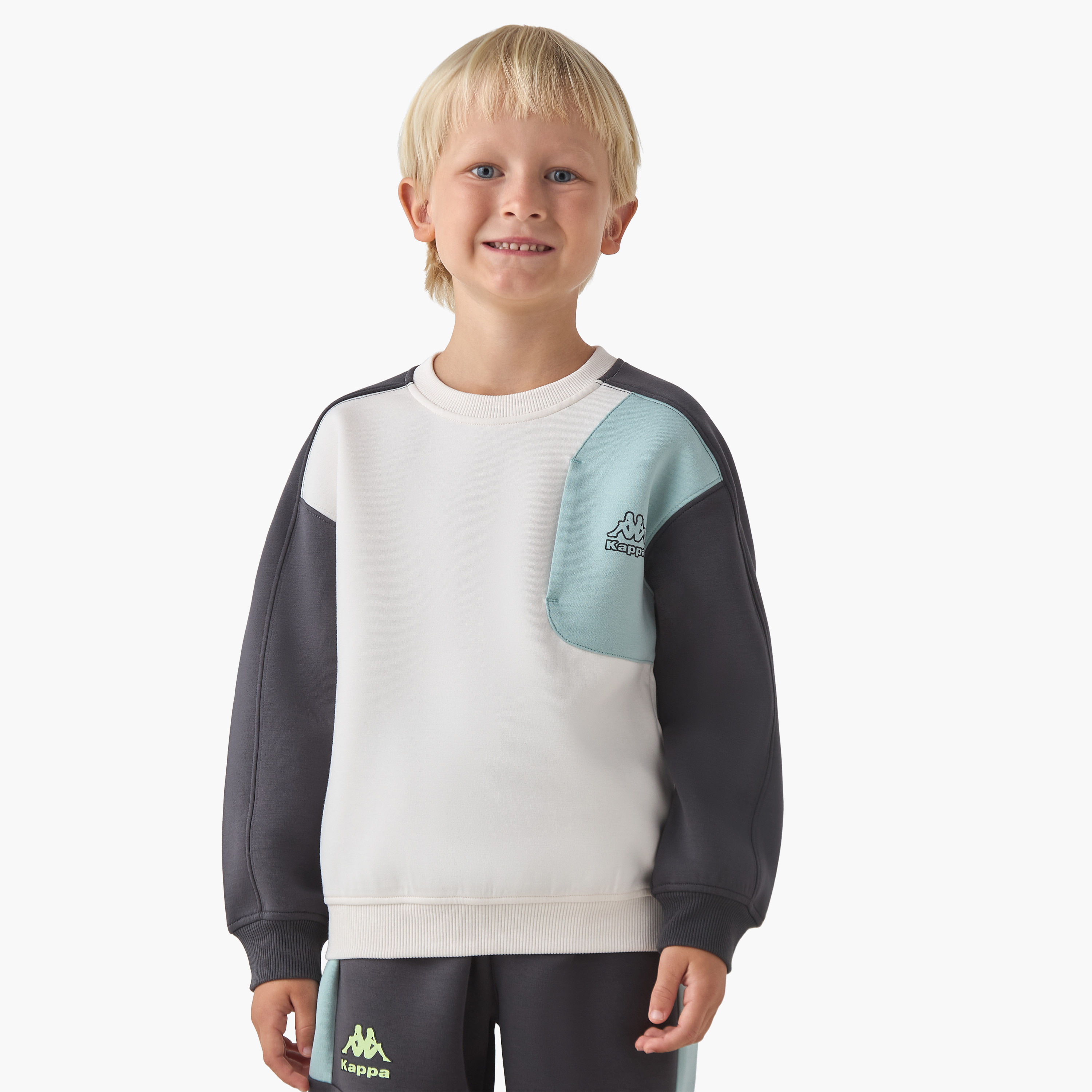 Kappa Boys Sweatshirt and Joggers Set with Panel - Cotton - Long Sleeve - Round Neck-boys-clothing-setsandcoords-image-2