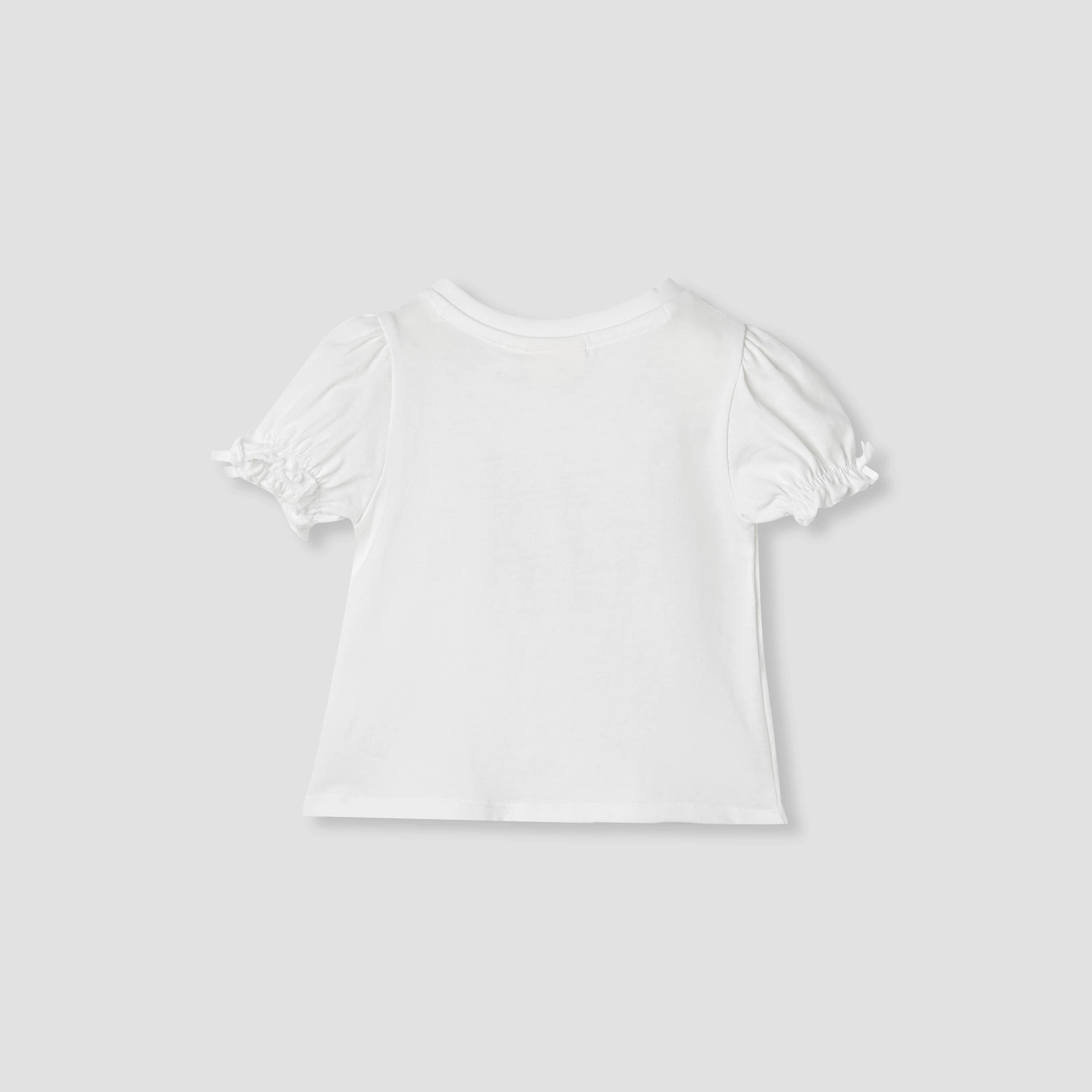 Juniors Printed T-shirt with Puff Sleeves-baby-girls-clothing-tshirts-image-2