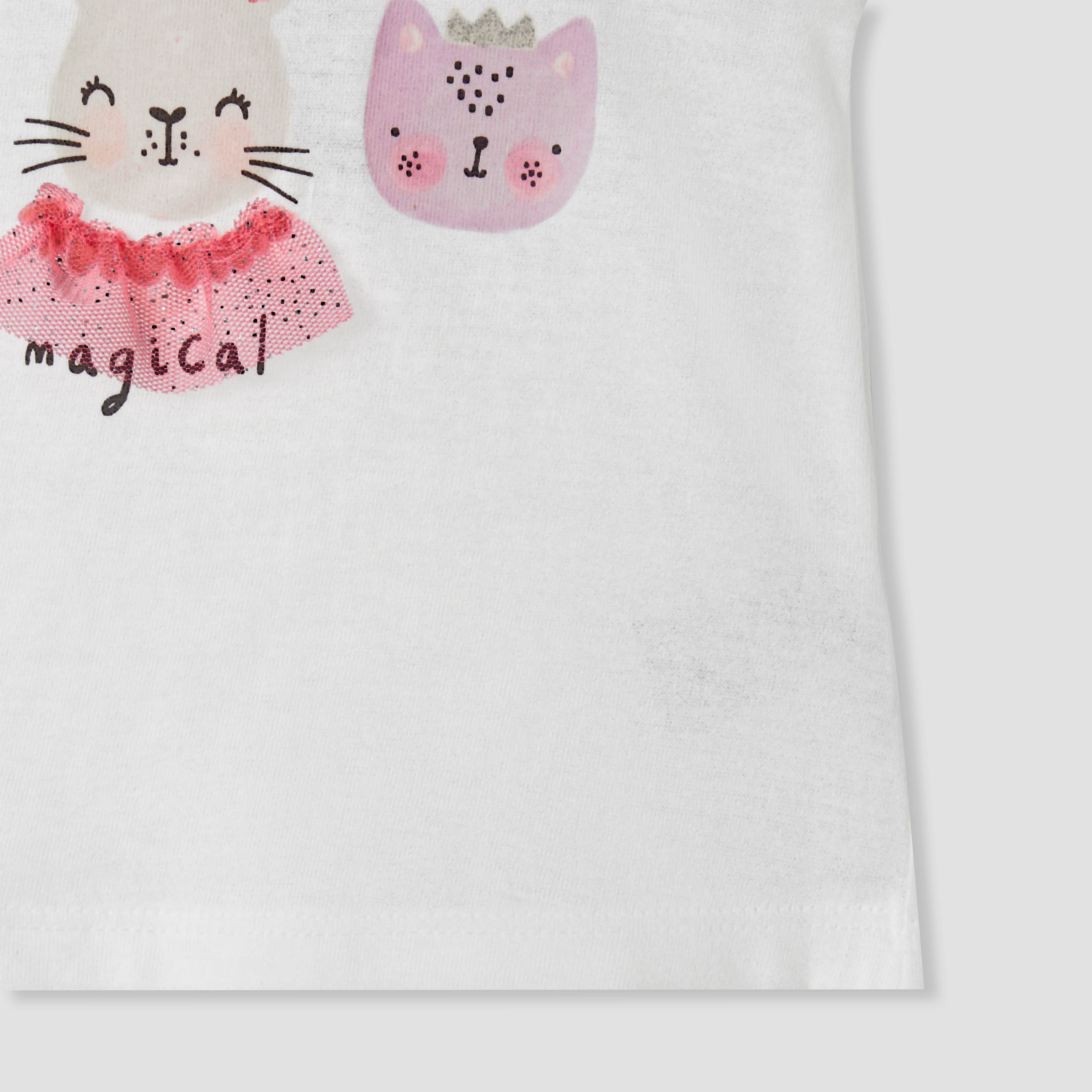 Juniors Printed T-shirt with Puff Sleeves-baby-girls-clothing-tshirts-image-4
