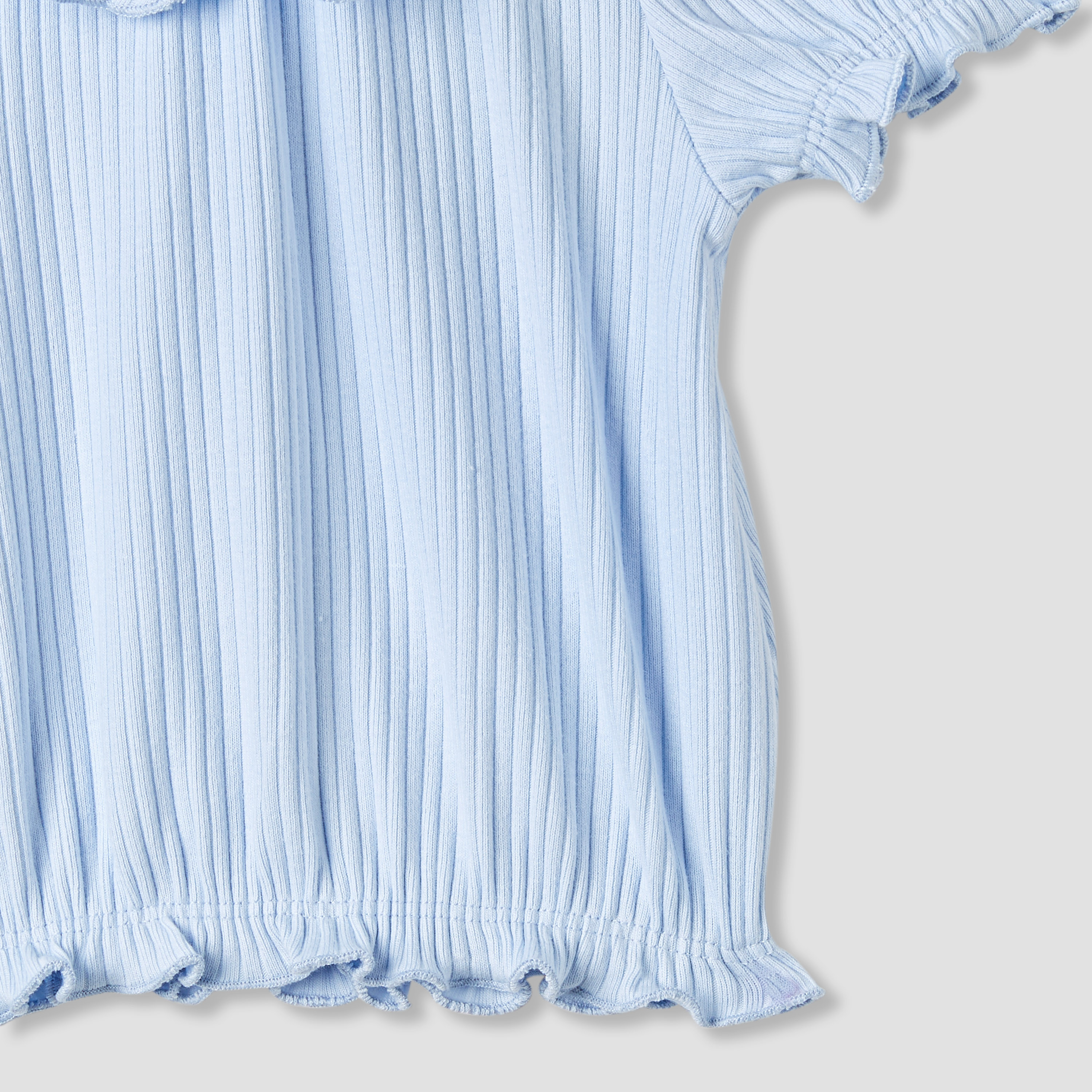 Juniors Ribbed Collared T-shirt with Puff Sleeves-baby-girls-clothing-tshirts-image-4