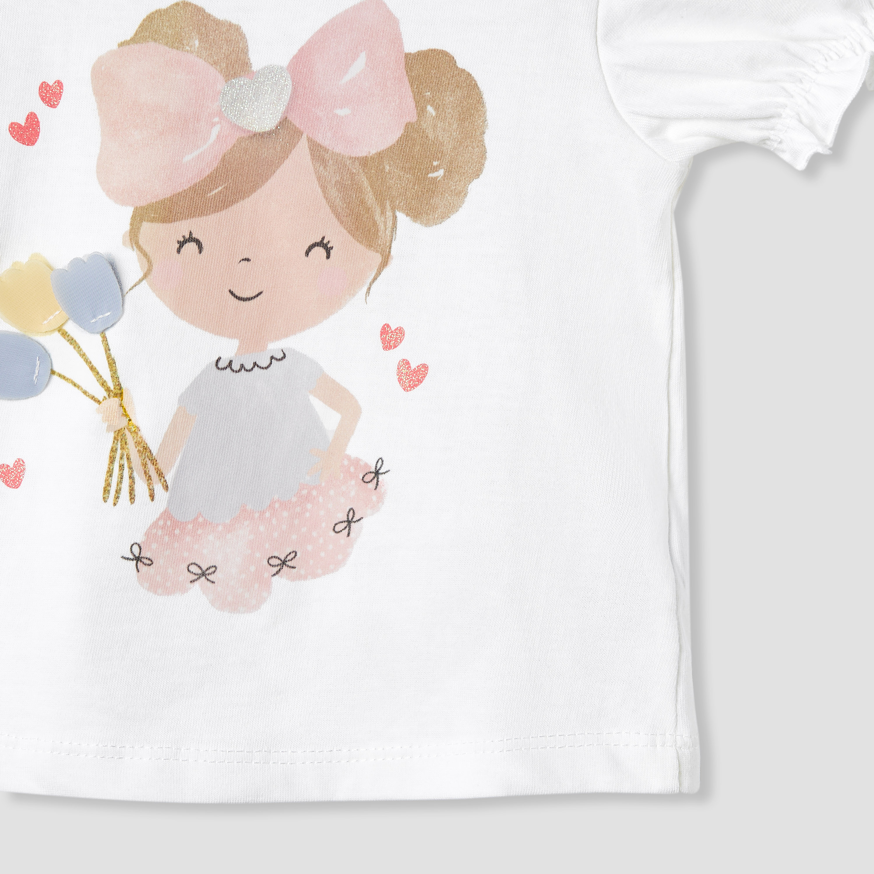 Juniors Printed T-shirt with Puff Sleeves-baby-girls-clothing-tshirts-image-4