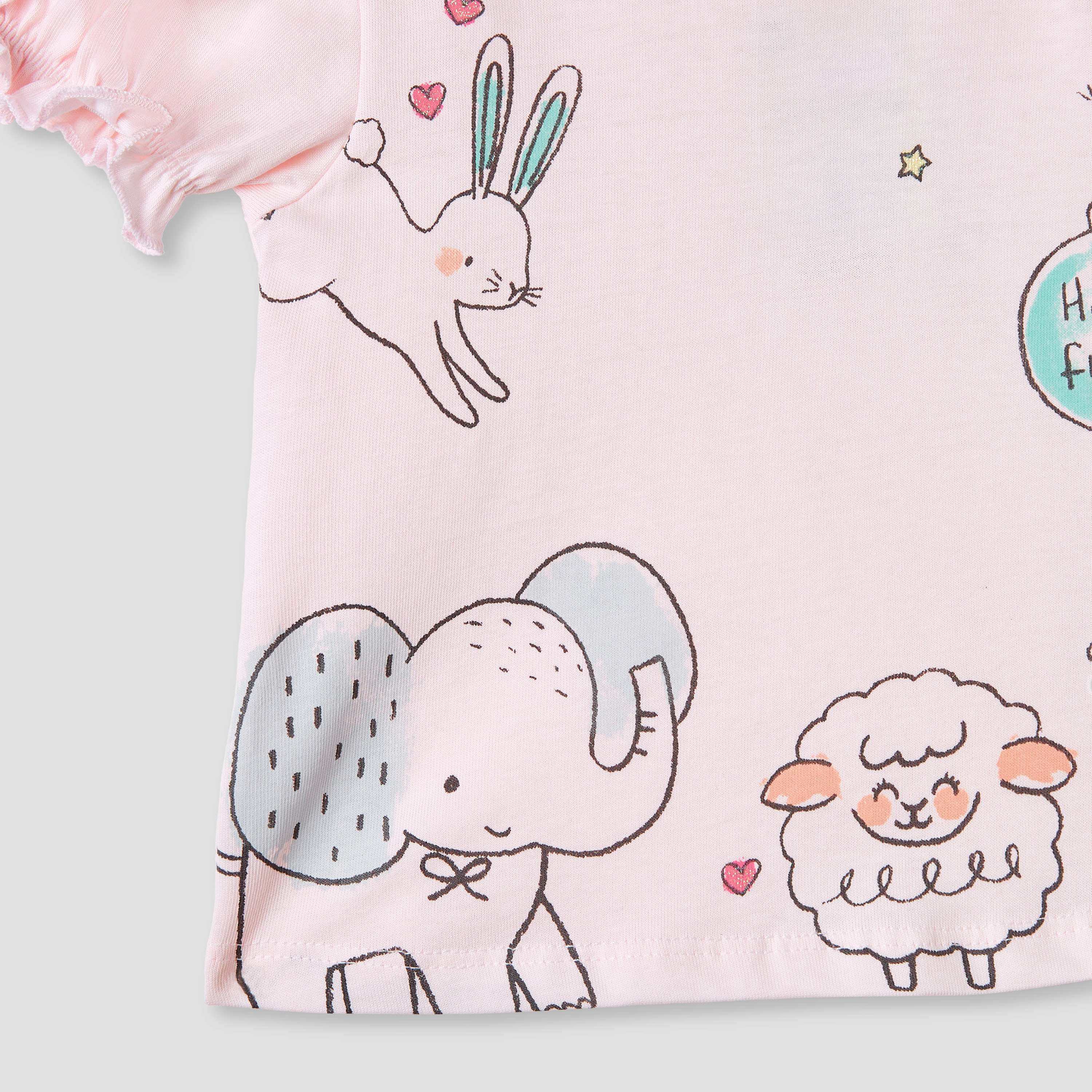 Juniors Printed T-shirt with Puff Sleeves-baby-girls-clothing-tshirts-image-3