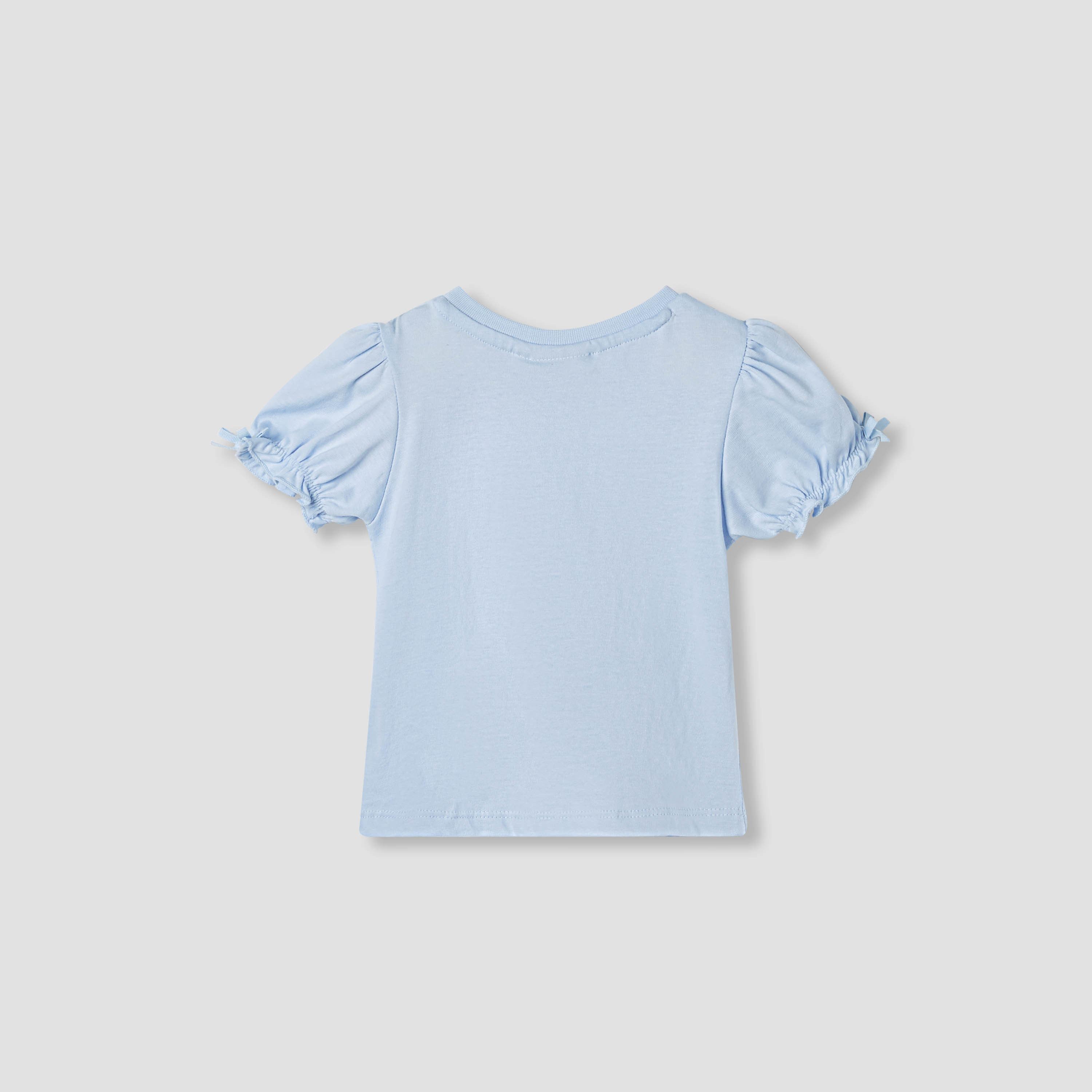Juniors Floral Applique T-shirt with Puff Sleeves-baby-girls-clothing-tshirts-image-2