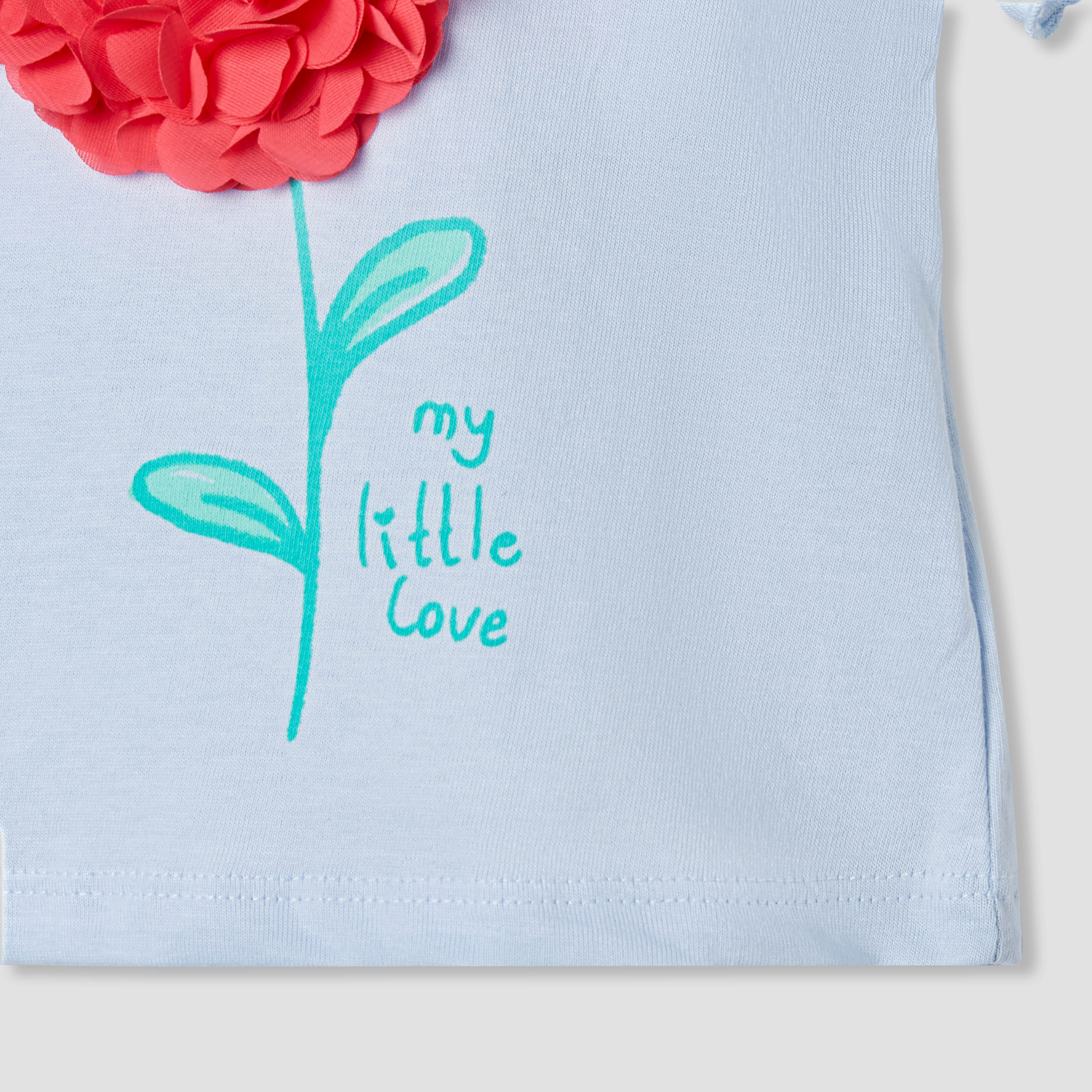 Juniors Floral Applique T-shirt with Puff Sleeves-baby-girls-clothing-tshirts-image-4